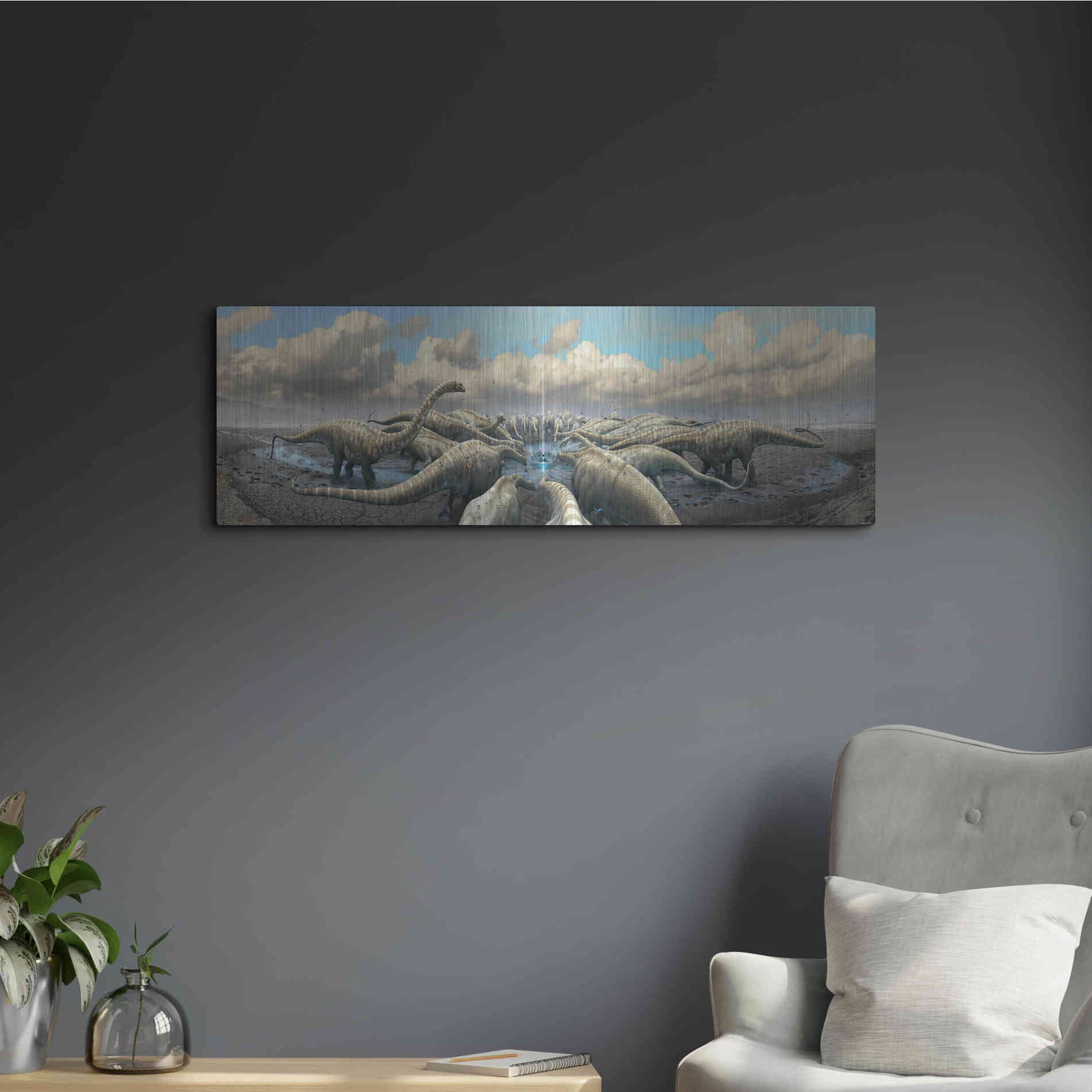 Luxe Metal Art 'Moment Before Extinction', Metal Wall Art,36x12