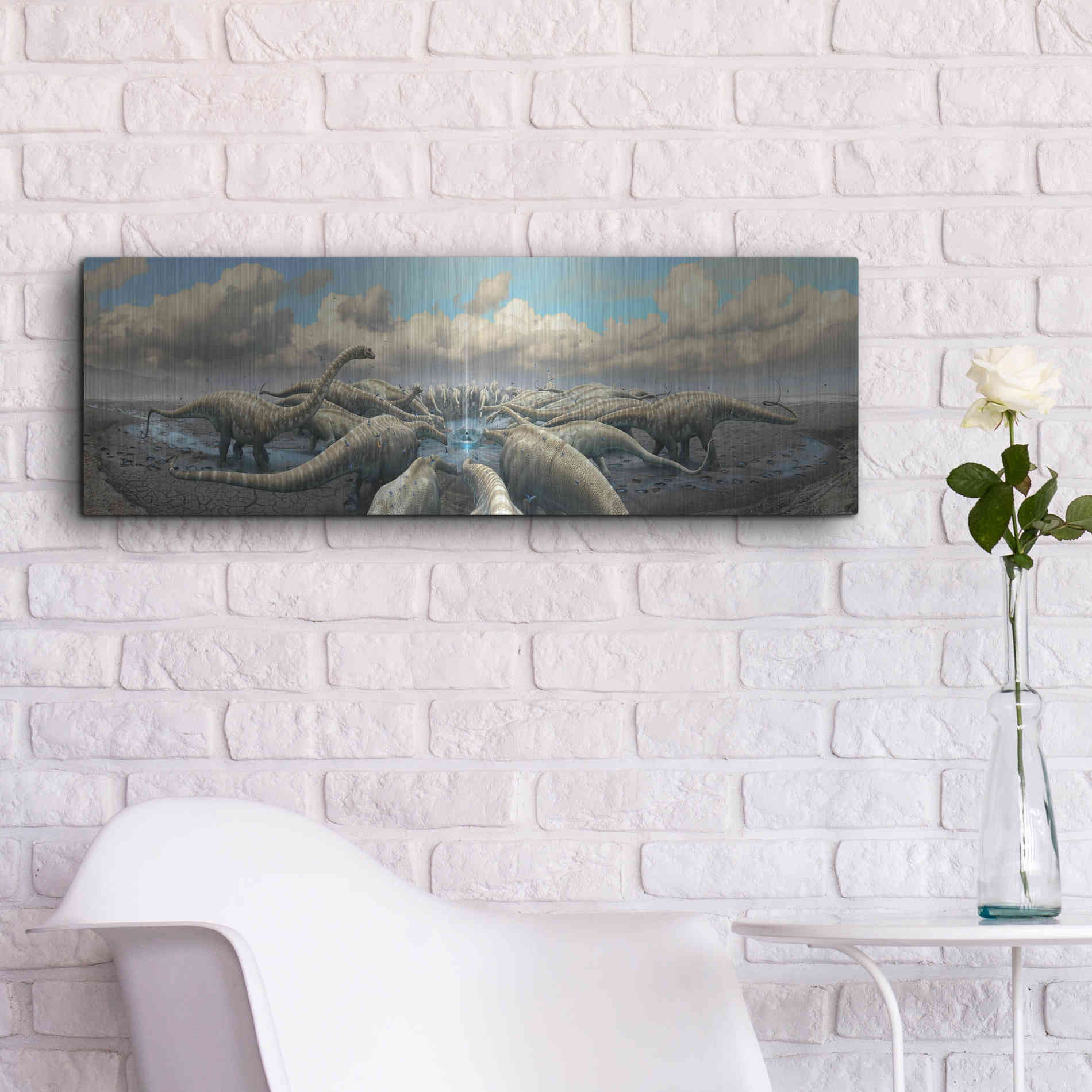 Luxe Metal Art 'Moment Before Extinction', Metal Wall Art,36x12