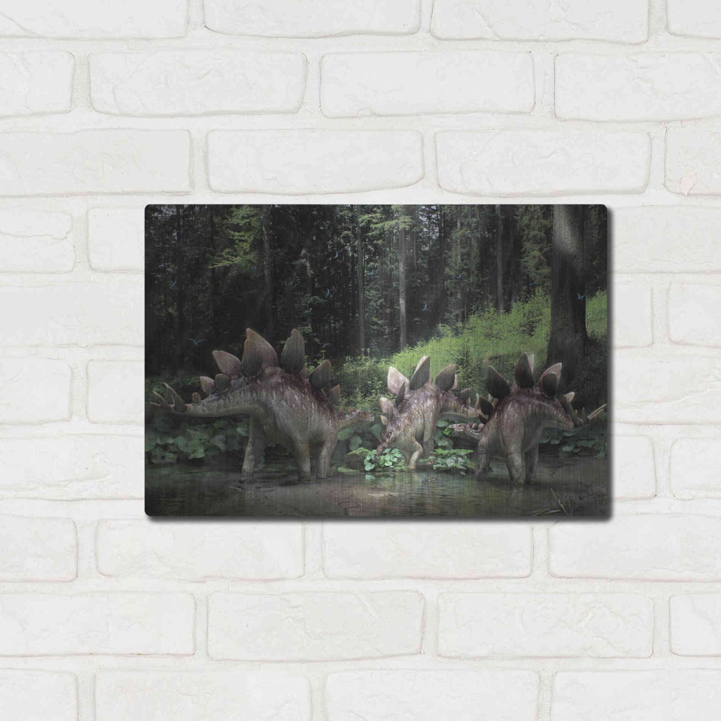 Luxe Metal Art 'Stegosaurus Family', Metal Wall Art,16x12