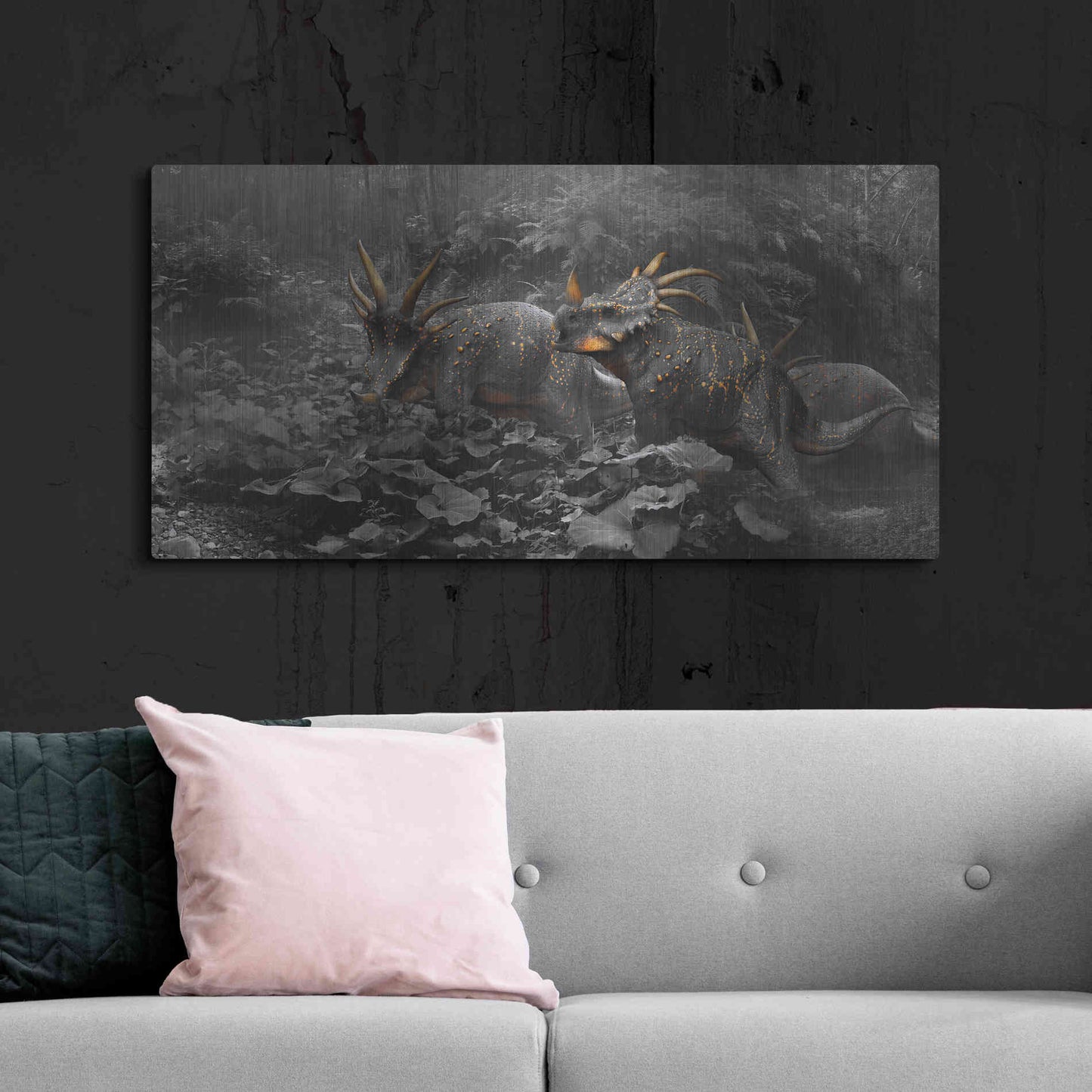 Luxe Metal Art 'Styracosaurus', Metal Wall Art,48x24