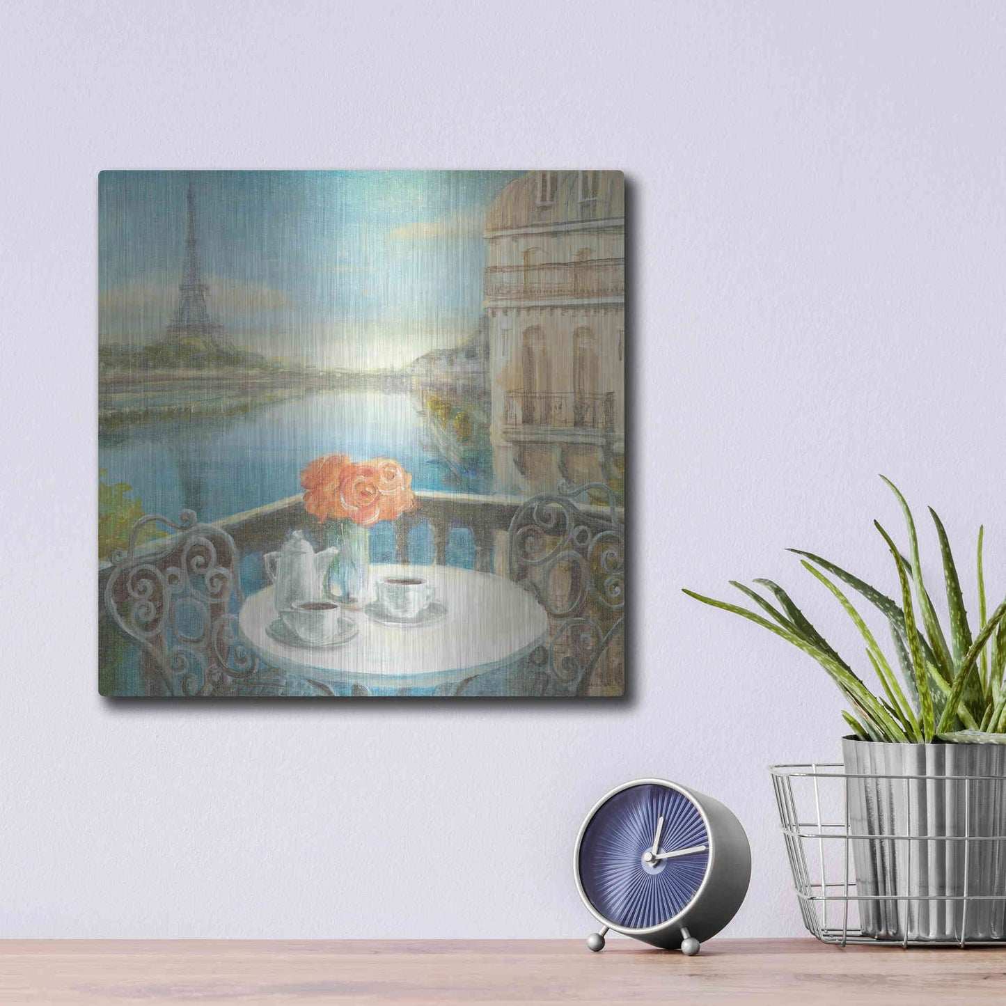 Luxe Metal Art 'Morning on the Seine' by Danhui Nai, Metal Wall Art,12x12