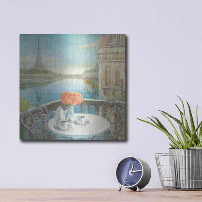 Luxe Metal Art 'Morning on the Seine' by Danhui Nai, Metal Wall Art,12x12