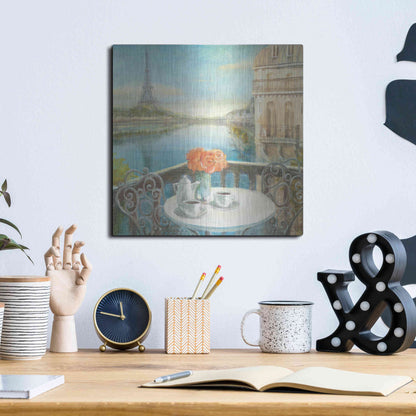 Luxe Metal Art 'Morning on the Seine' by Danhui Nai, Metal Wall Art,12x12