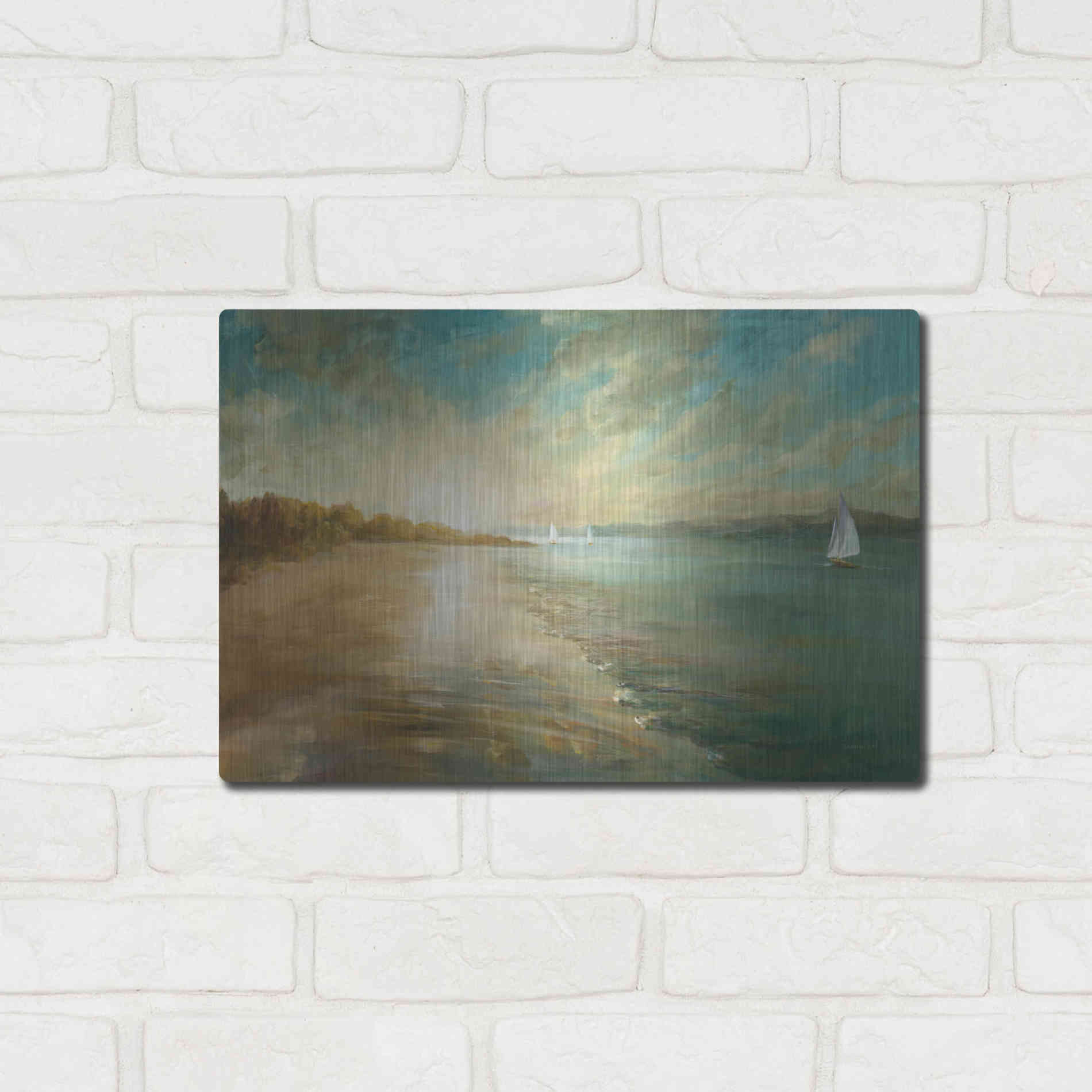 Luxe Metal Art 'Coastal Glow' by Danhui Nai, Metal Wall Art,16x12