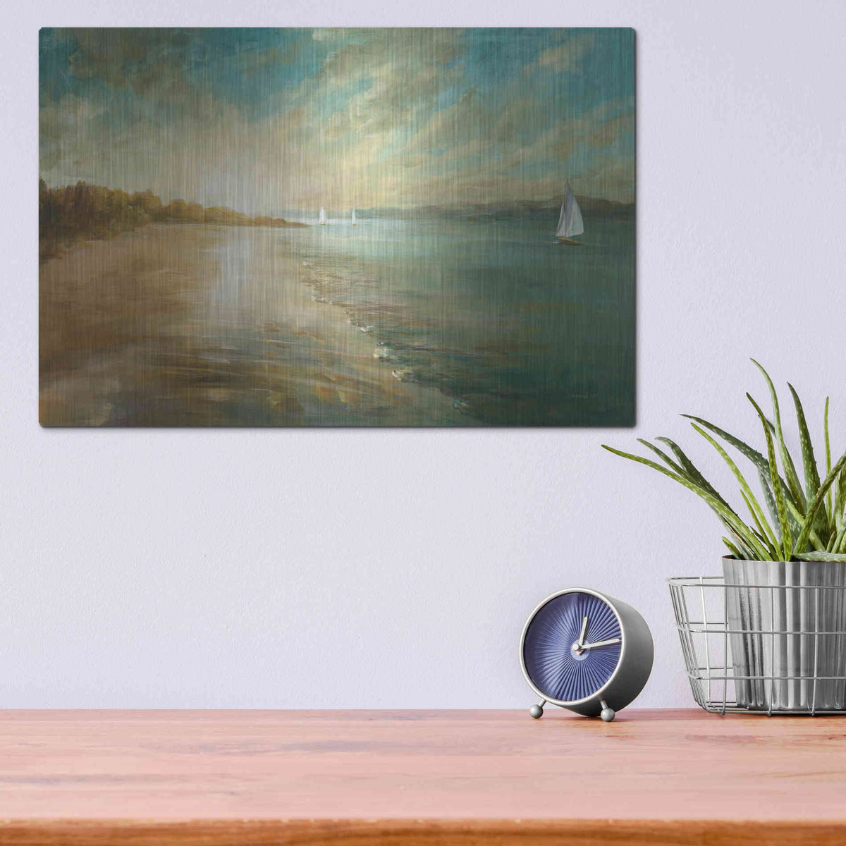 Luxe Metal Art 'Coastal Glow' by Danhui Nai, Metal Wall Art,16x12