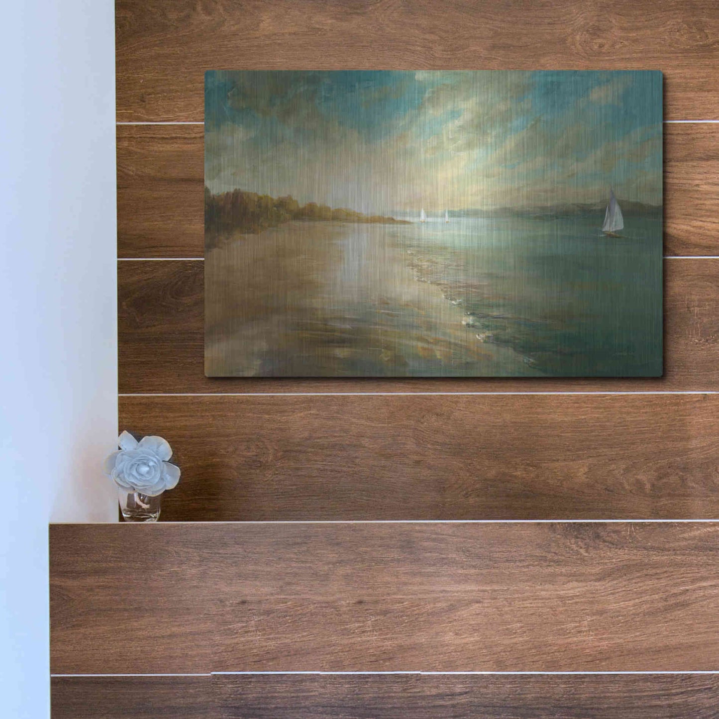 Luxe Metal Art 'Coastal Glow' by Danhui Nai, Metal Wall Art,16x12