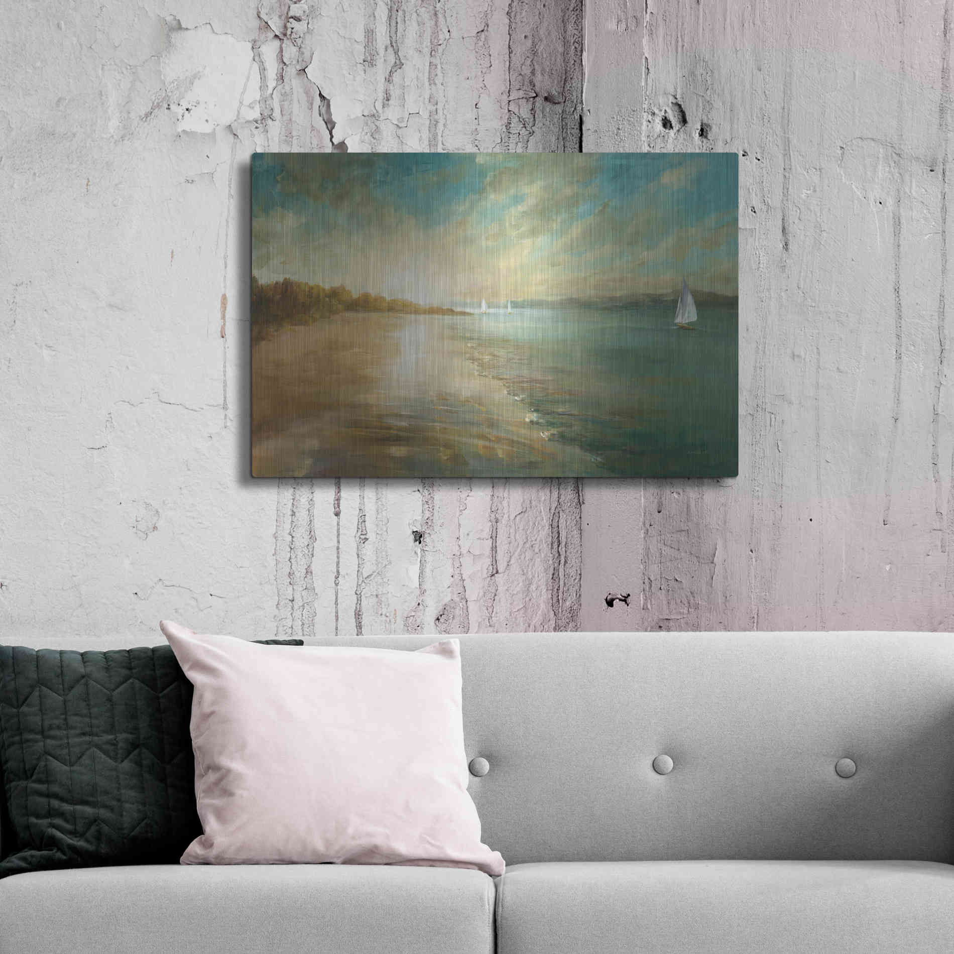 Luxe Metal Art 'Coastal Glow' by Danhui Nai, Metal Wall Art,36x24