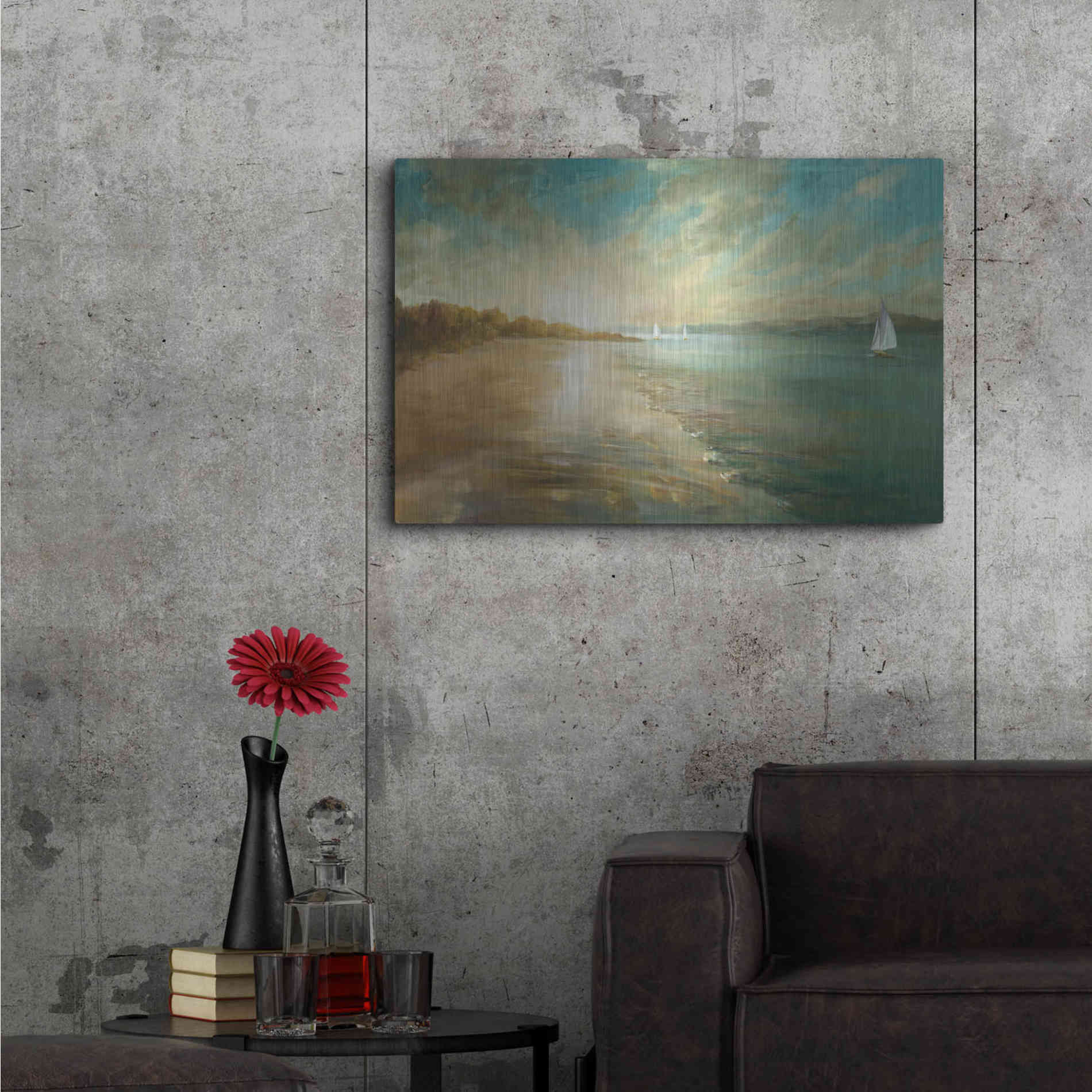 Luxe Metal Art 'Coastal Glow' by Danhui Nai, Metal Wall Art,36x24