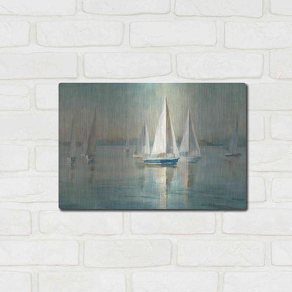 Luxe Metal Art 'Sailboats At Sunrise' by Danhui Nai, Metal Wall Art,16x12