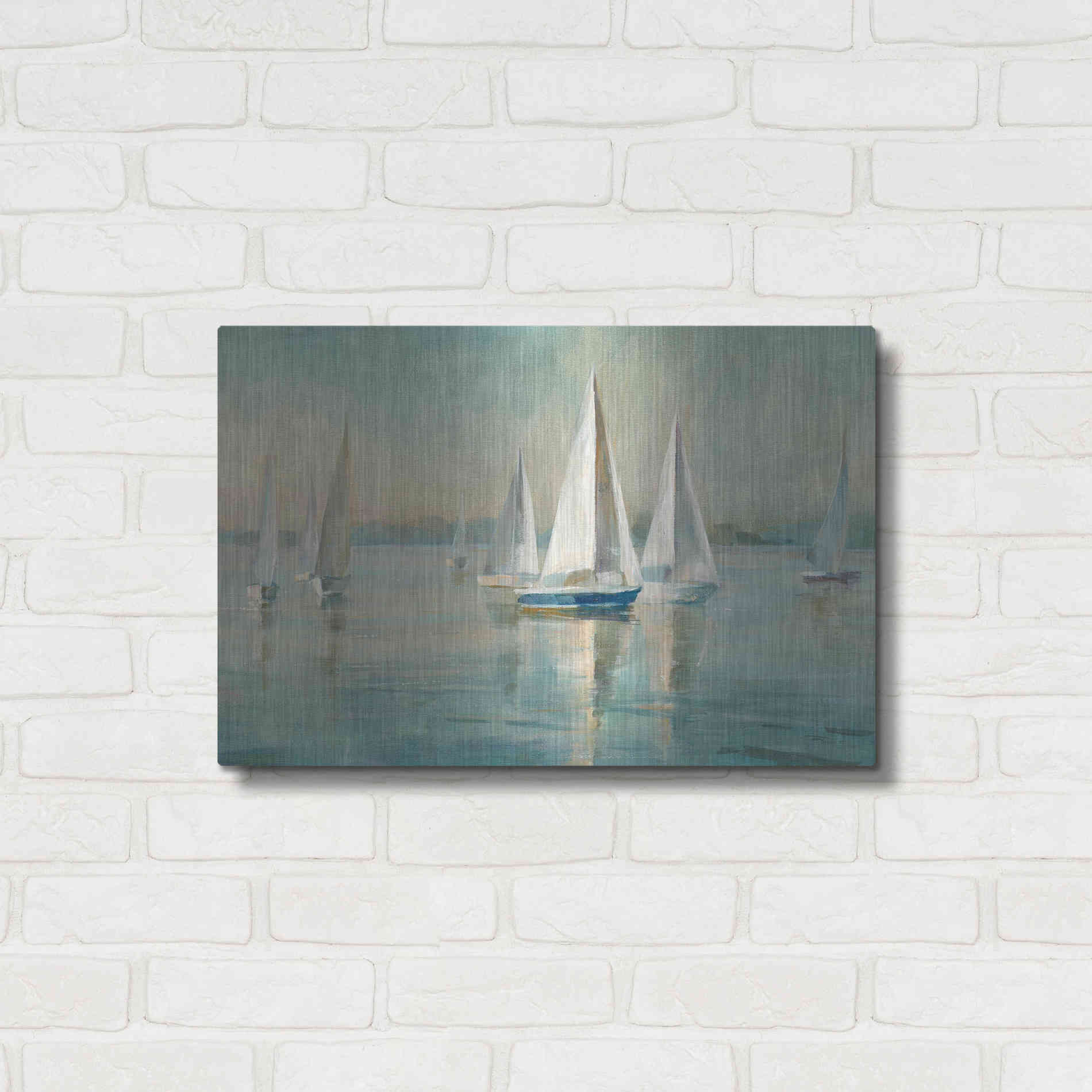 Luxe Metal Art 'Sailboats At Sunrise' by Danhui Nai, Metal Wall Art,24x16