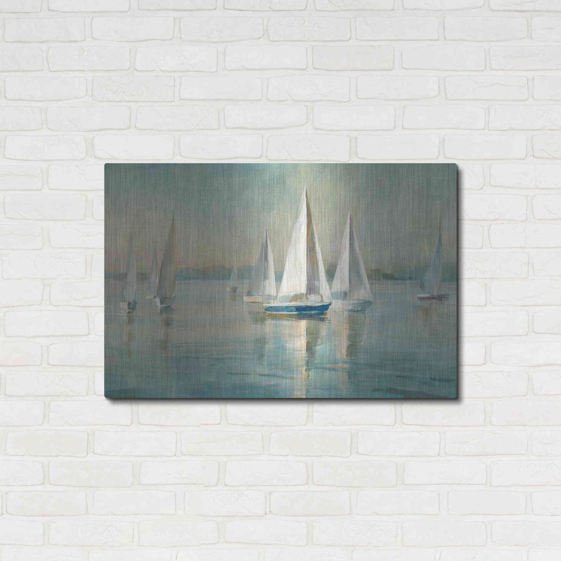 Luxe Metal Art 'Sailboats At Sunrise' by Danhui Nai, Metal Wall Art,36x24