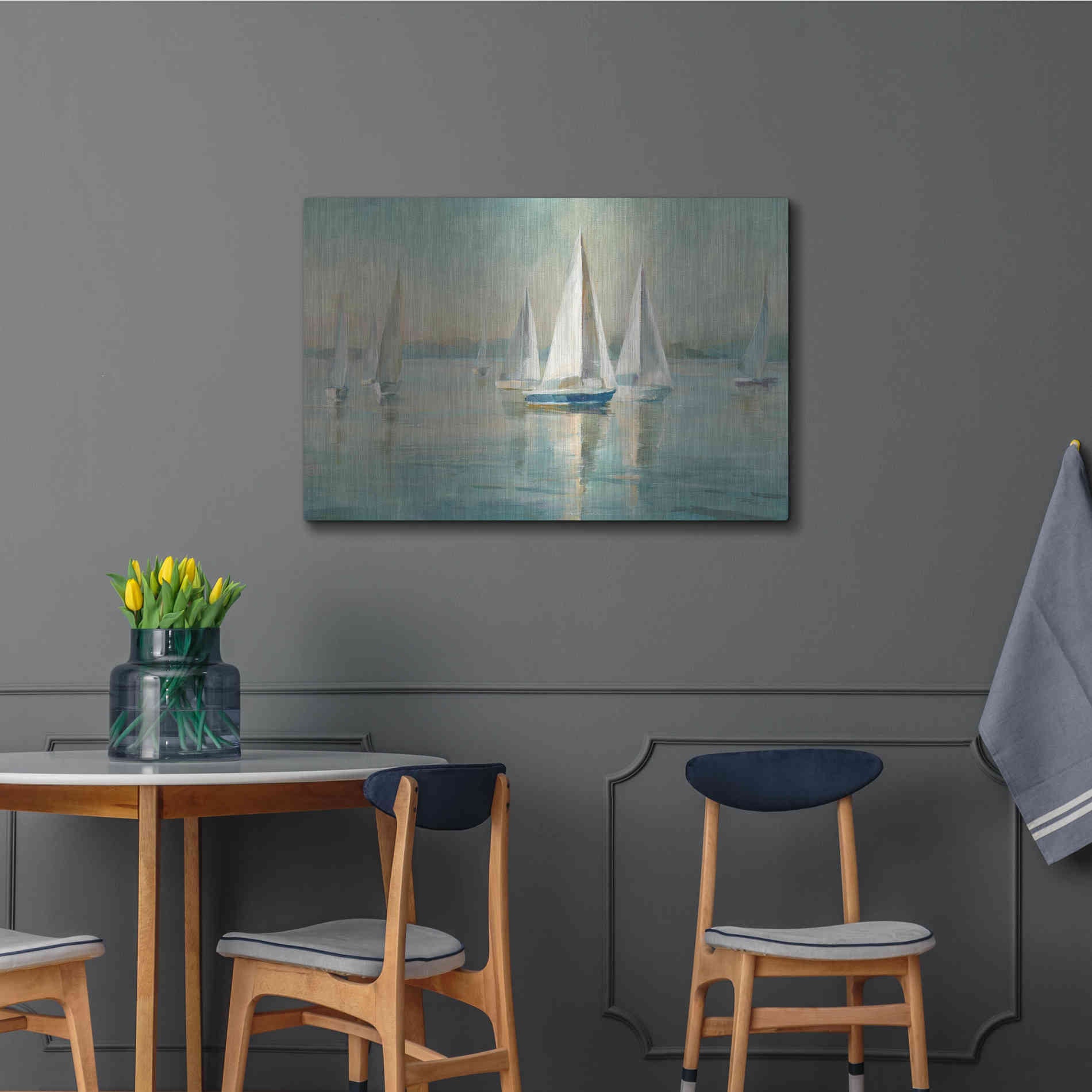 Luxe Metal Art 'Sailboats At Sunrise' by Danhui Nai, Metal Wall Art,36x24