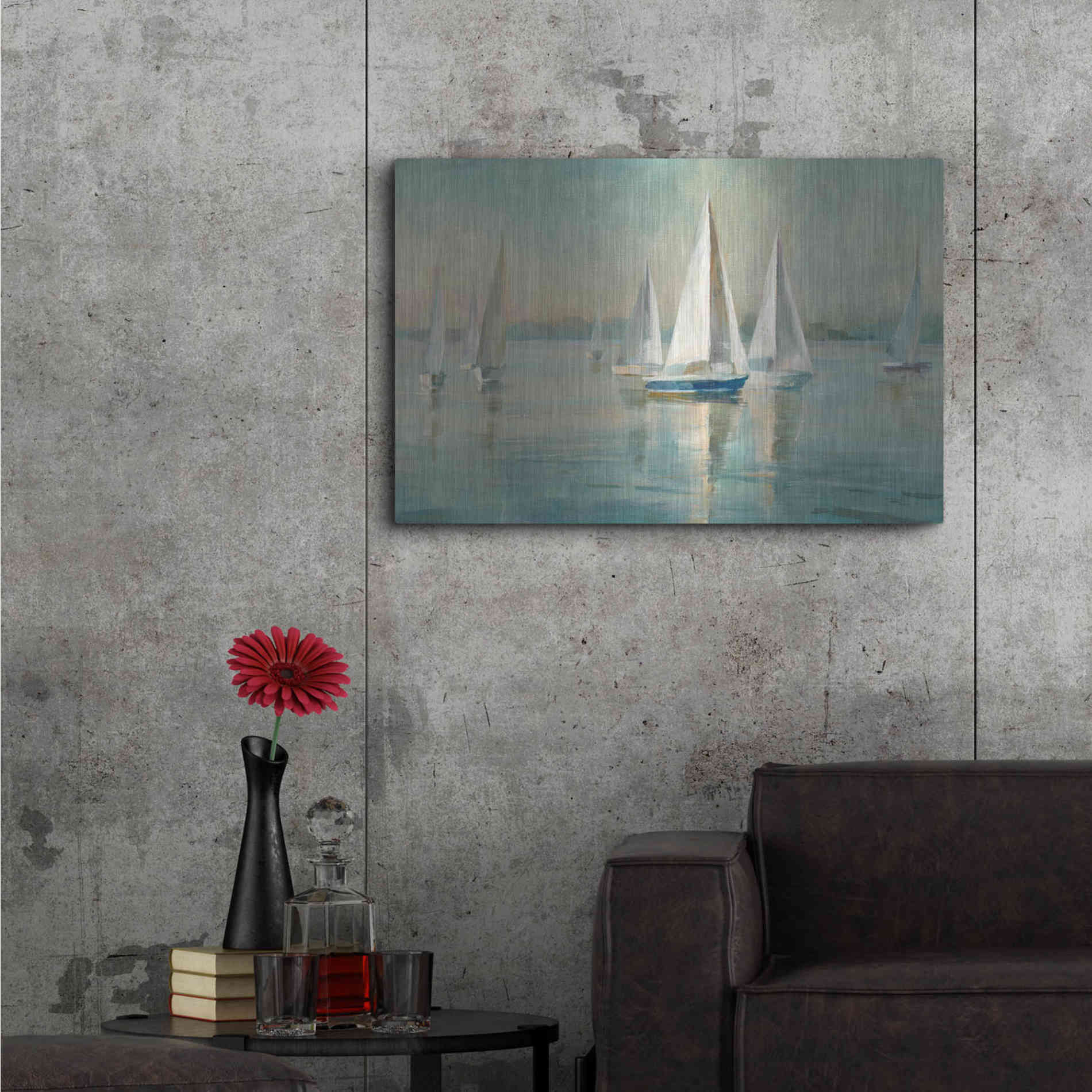 Luxe Metal Art 'Sailboats At Sunrise' by Danhui Nai, Metal Wall Art,36x24