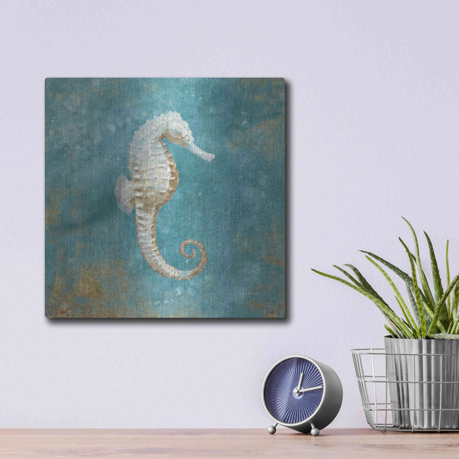 Luxe Metal Art 'Treasures From The Sea I' by Danhui Nai, Metal Wall Art,12x12