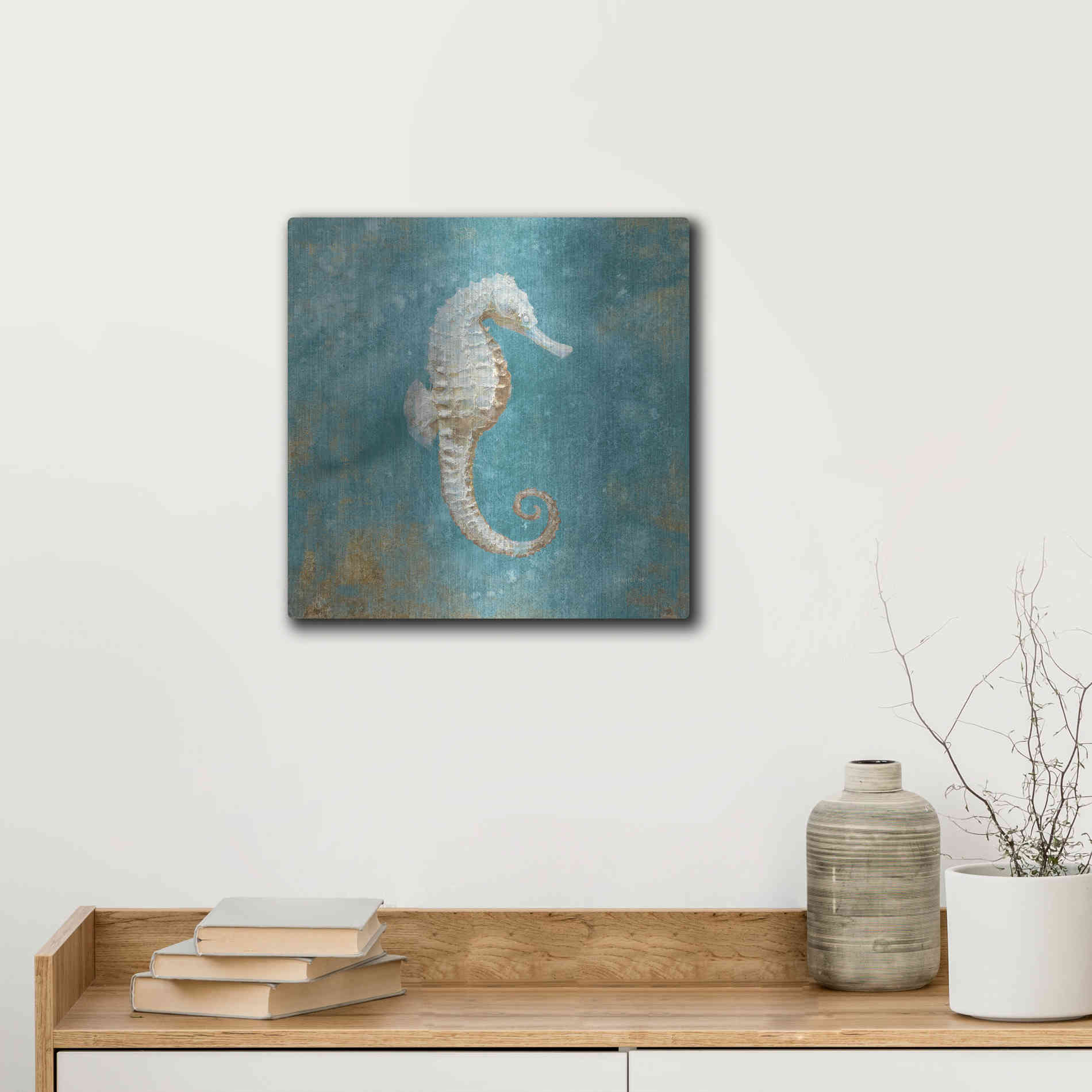 Luxe Metal Art 'Treasures From The Sea I' by Danhui Nai, Metal Wall Art,12x12