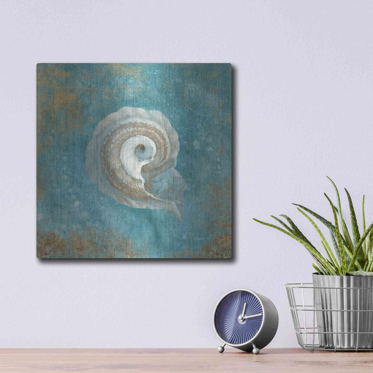 Luxe Metal Art 'Treasures From The Sea III' by Danhui Nai, Metal Wall Art,12x12