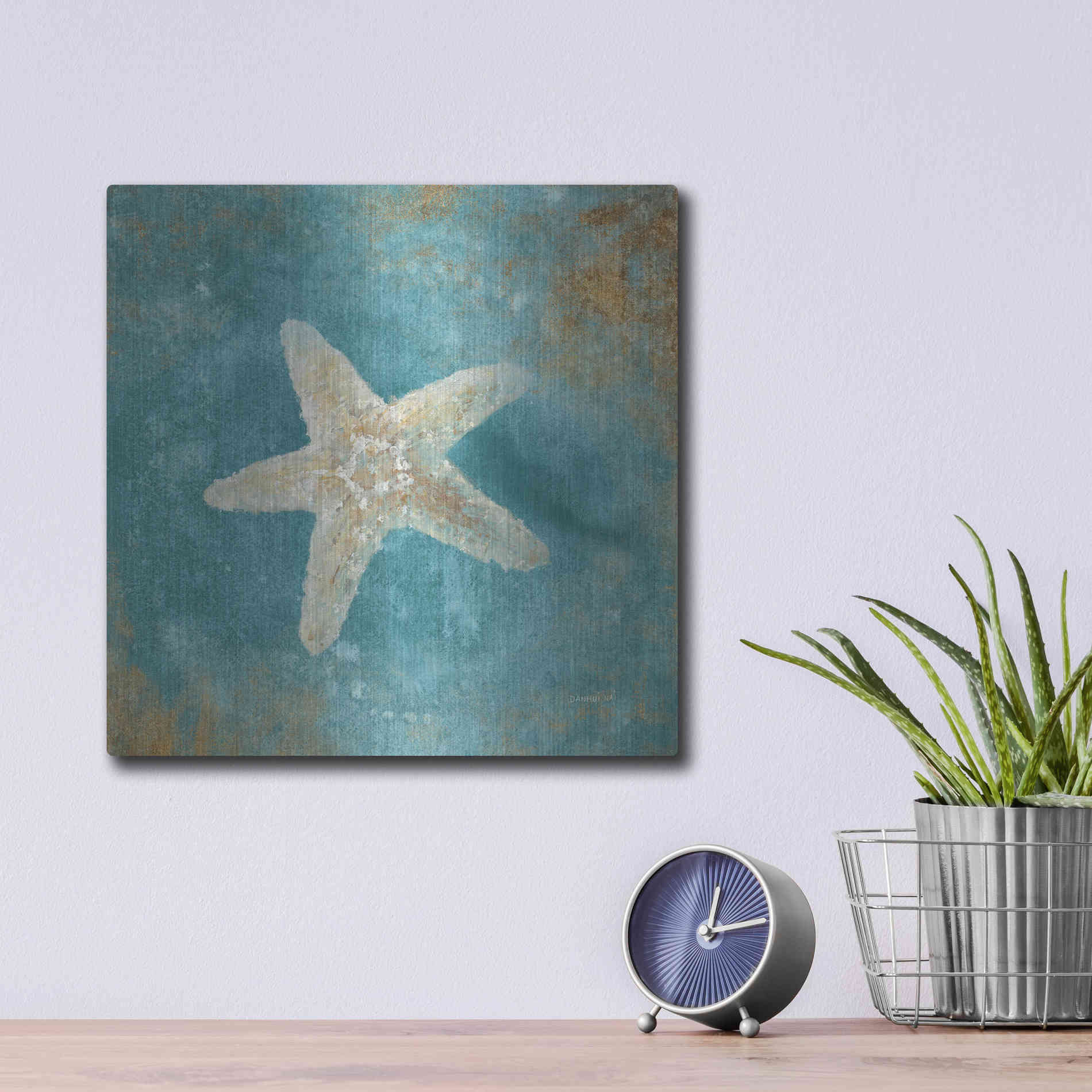 Luxe Metal Art 'Treasures From The Sea IV' by Danhui Nai, Metal Wall Art,12x12