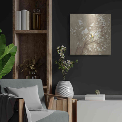 Luxe Metal Art 'White Cherry Blossom I Neutral' by Danhui Nai, Metal Wall Art,24x24