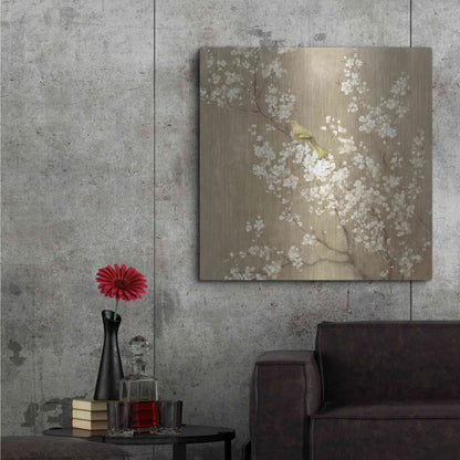 Luxe Metal Art 'White Cherry Blossom II Neutral' by Danhui Nai, Metal Wall Art,36x36