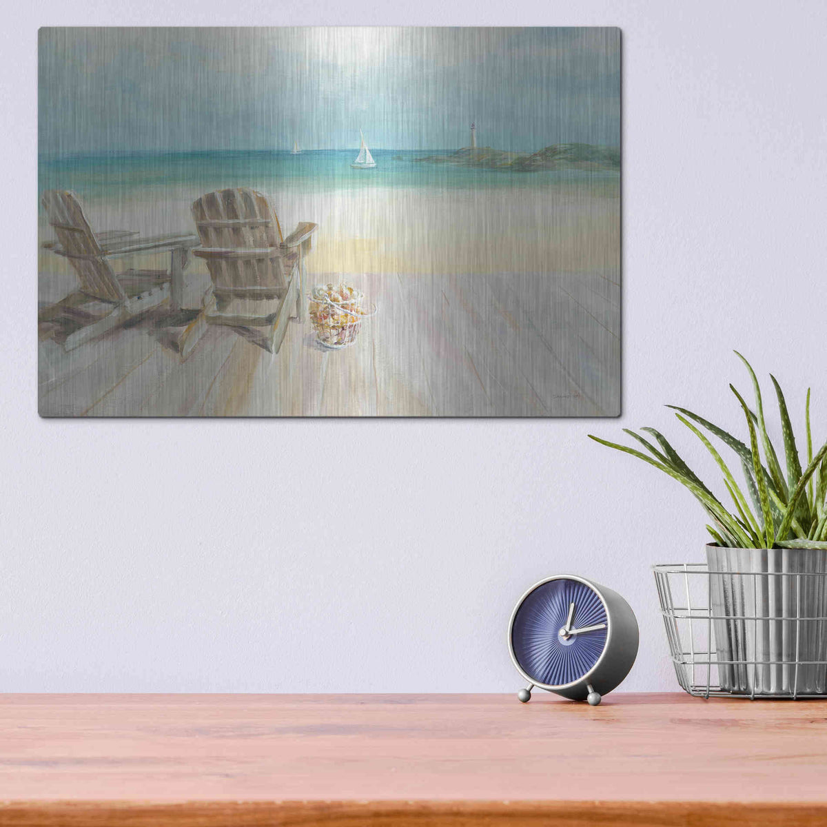 Luxe Metal Art "Seaside Morning 1" by Danhui Nai, Giclee, Metal Wall Art,16x12