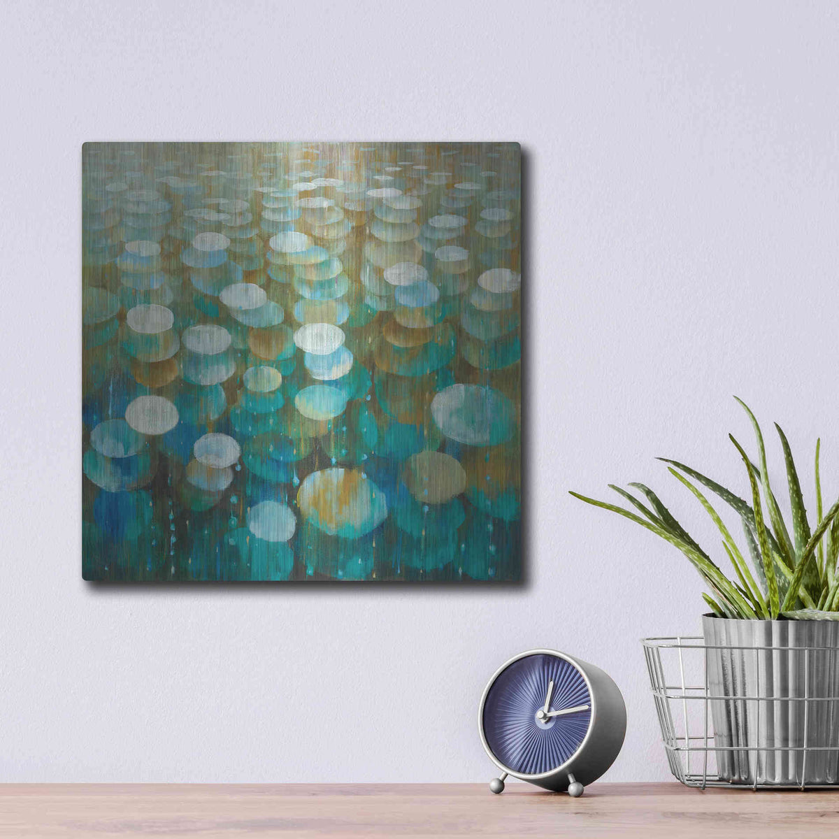 Luxe Metal Art 'Rain Drops' by Danhui Nai, Metal Wall Art,12x12