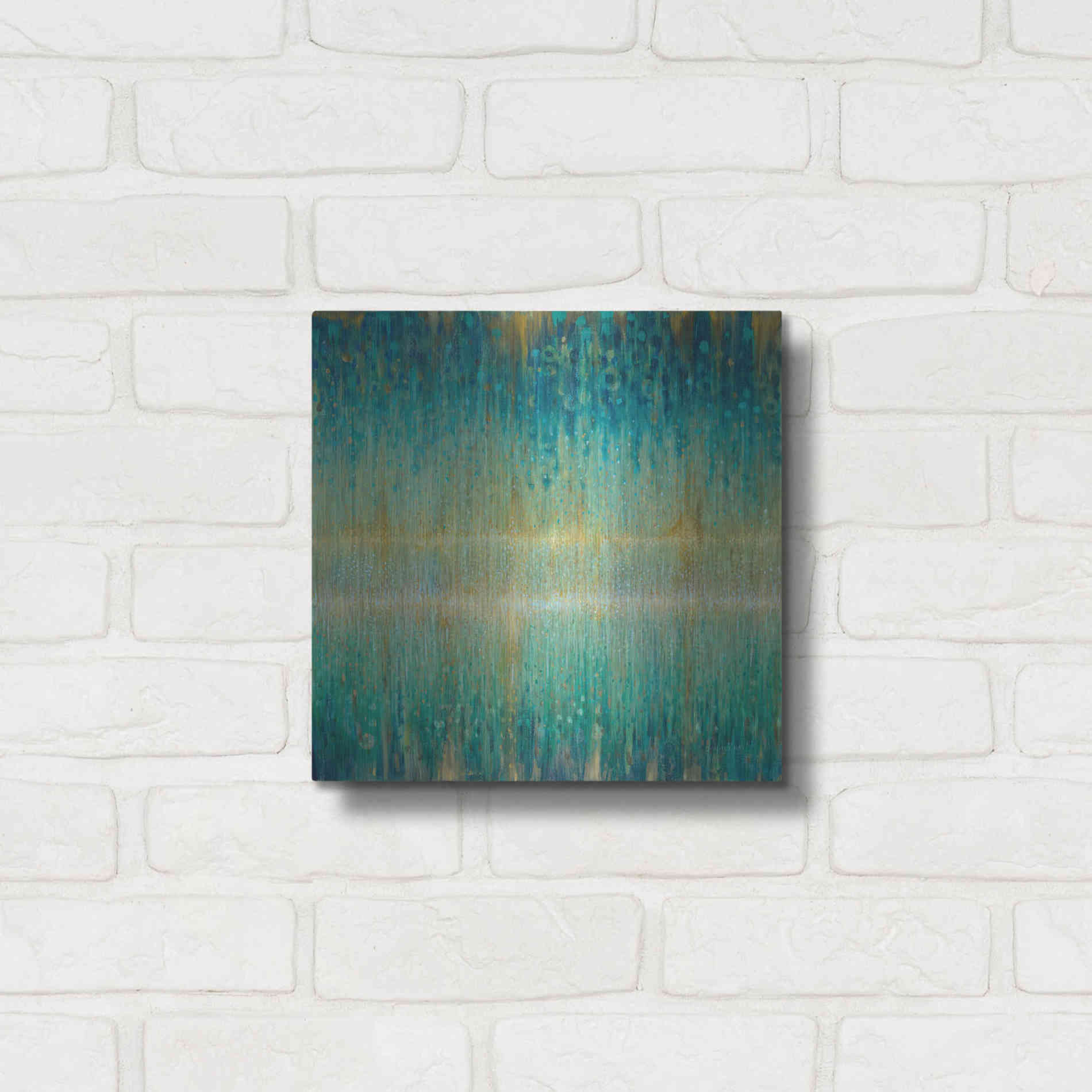 Luxe Metal Art 'Rain Abstract I' by Danhui Nai, Metal Wall Art,12x12