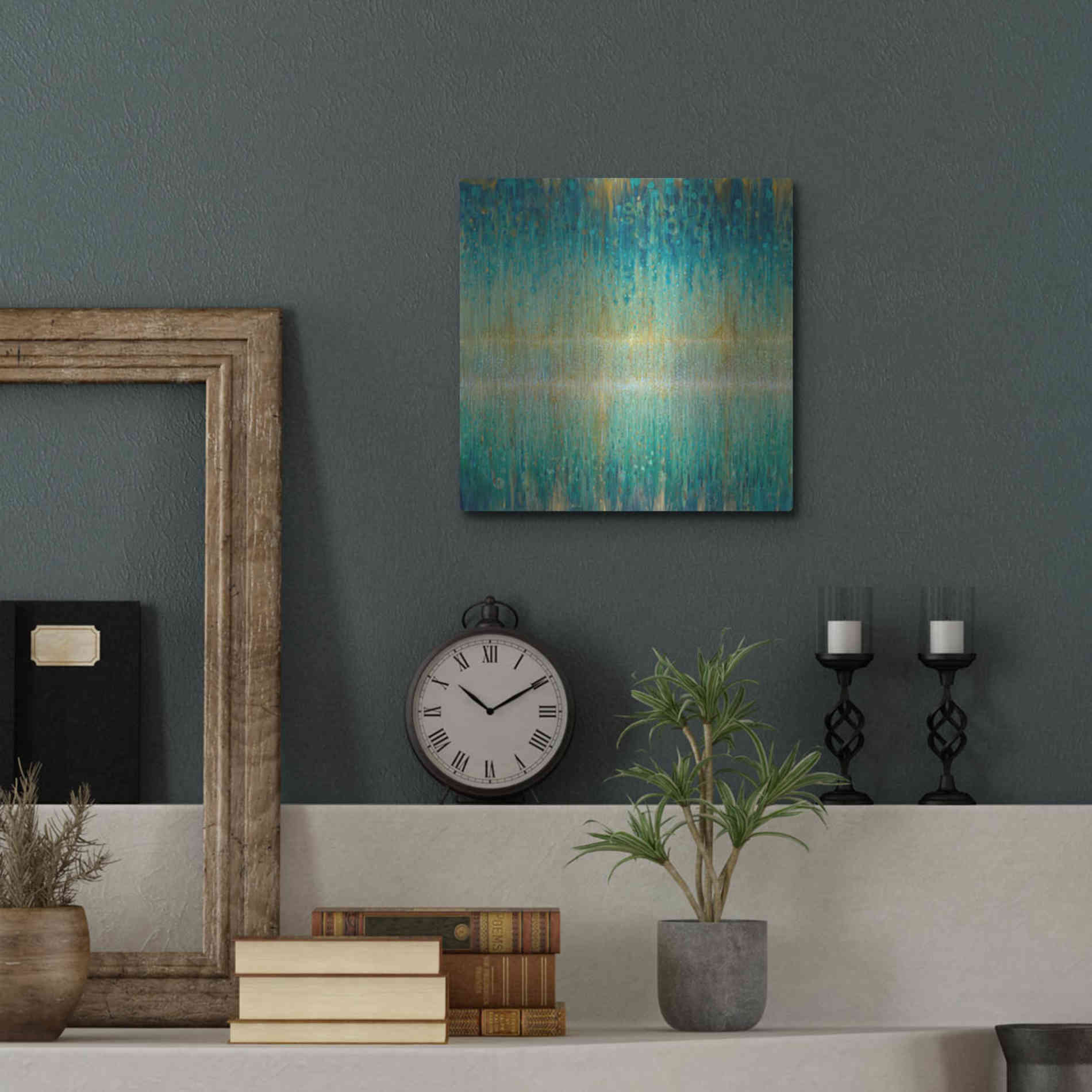 Luxe Metal Art 'Rain Abstract I' by Danhui Nai, Metal Wall Art,12x12