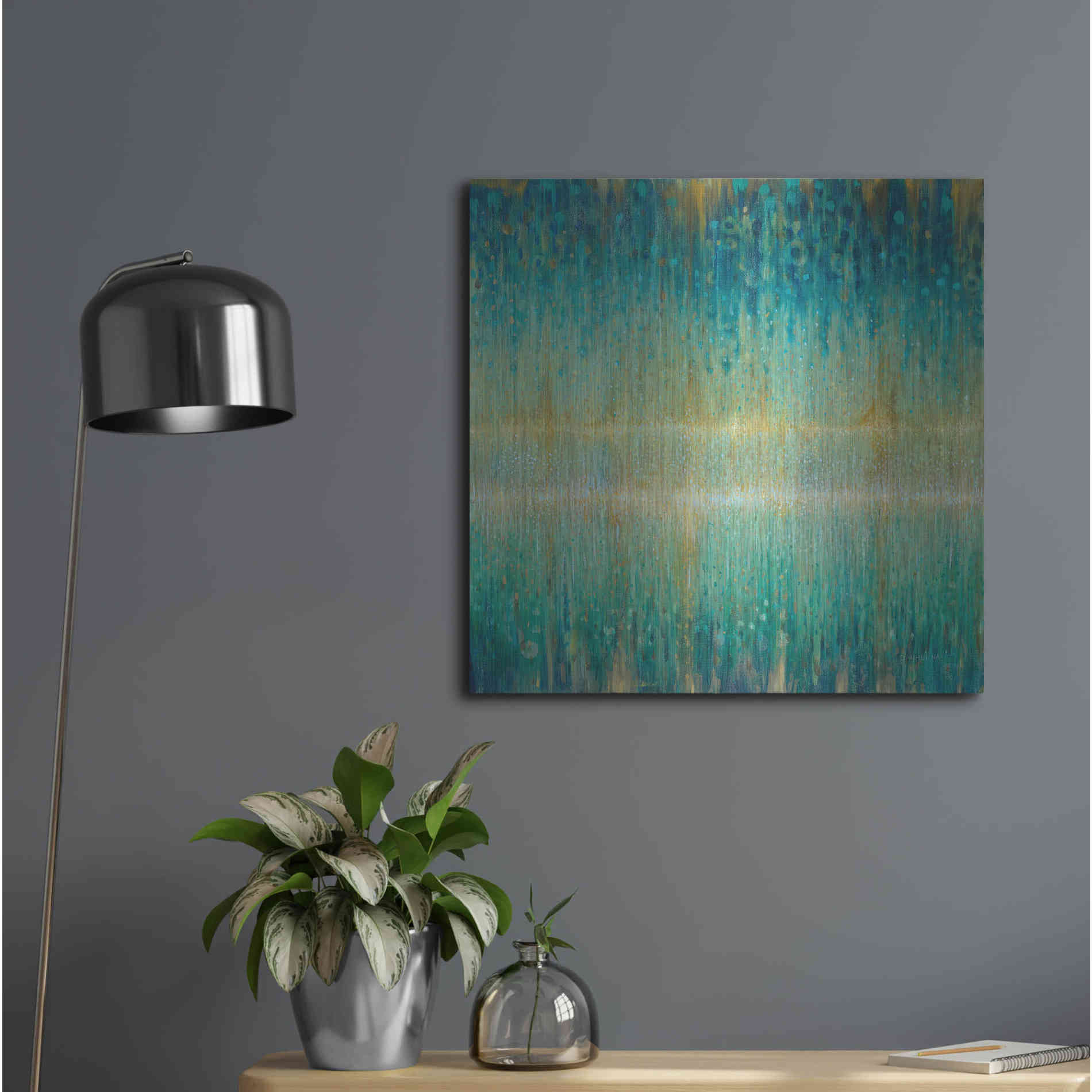 Luxe Metal Art 'Rain Abstract I' by Danhui Nai, Metal Wall Art,24x24