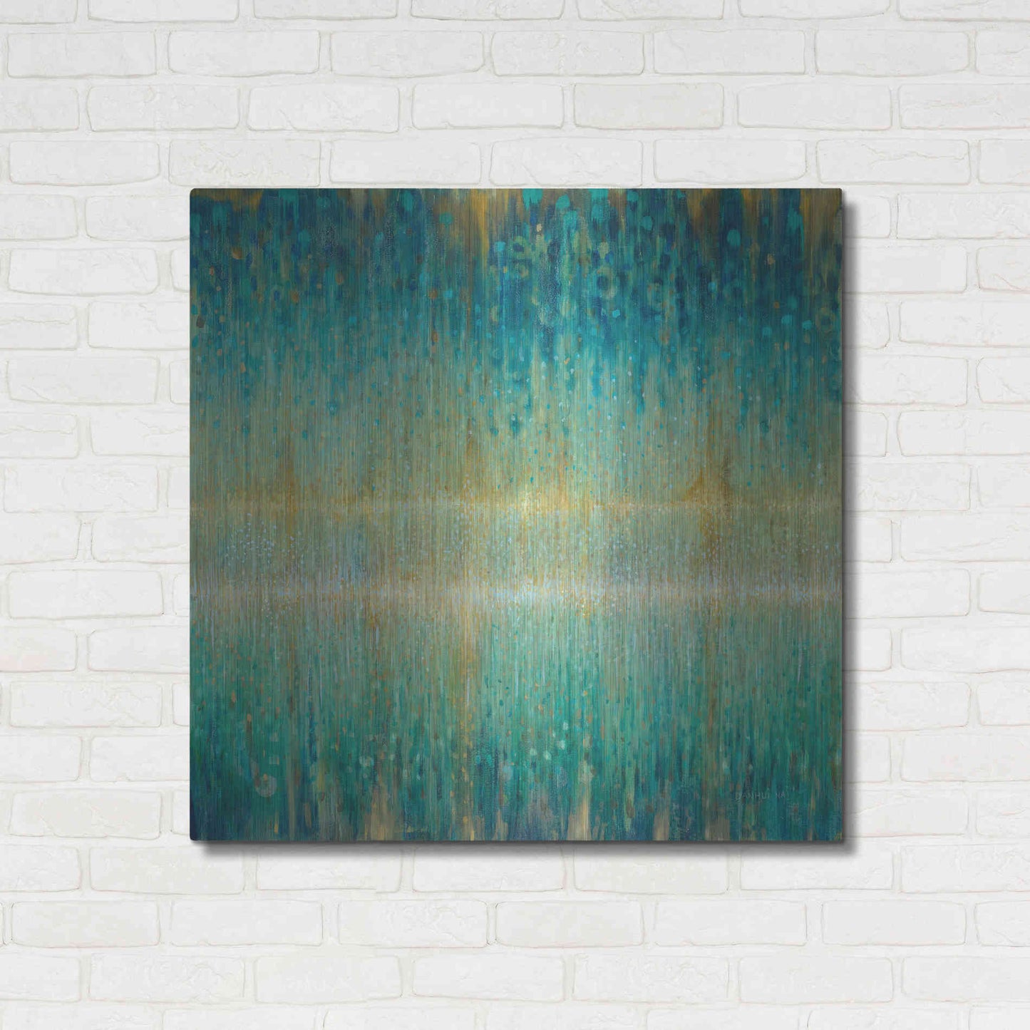 Luxe Metal Art 'Rain Abstract I' by Danhui Nai, Metal Wall Art,36x36