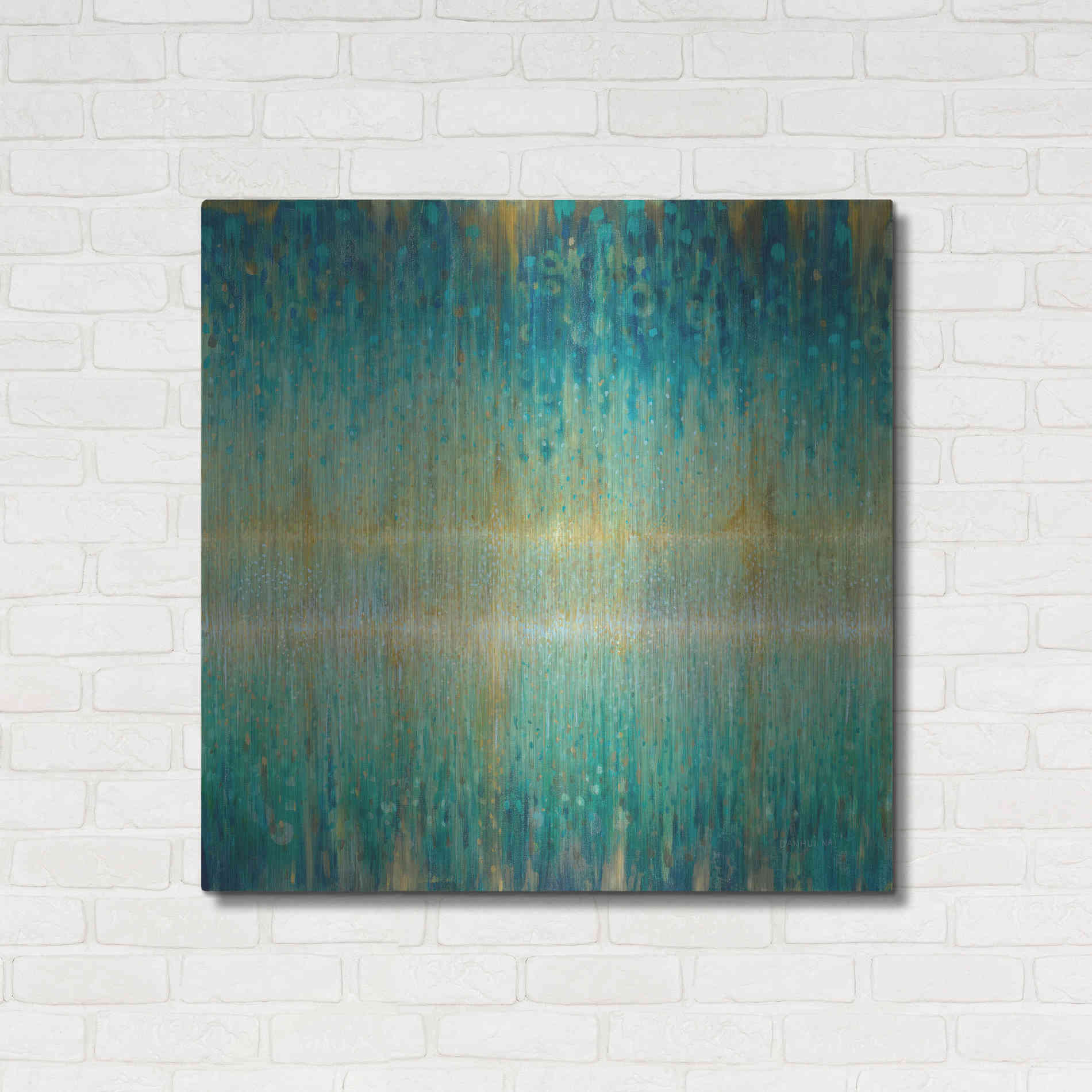 Luxe Metal Art 'Rain Abstract I' by Danhui Nai, Metal Wall Art,36x36
