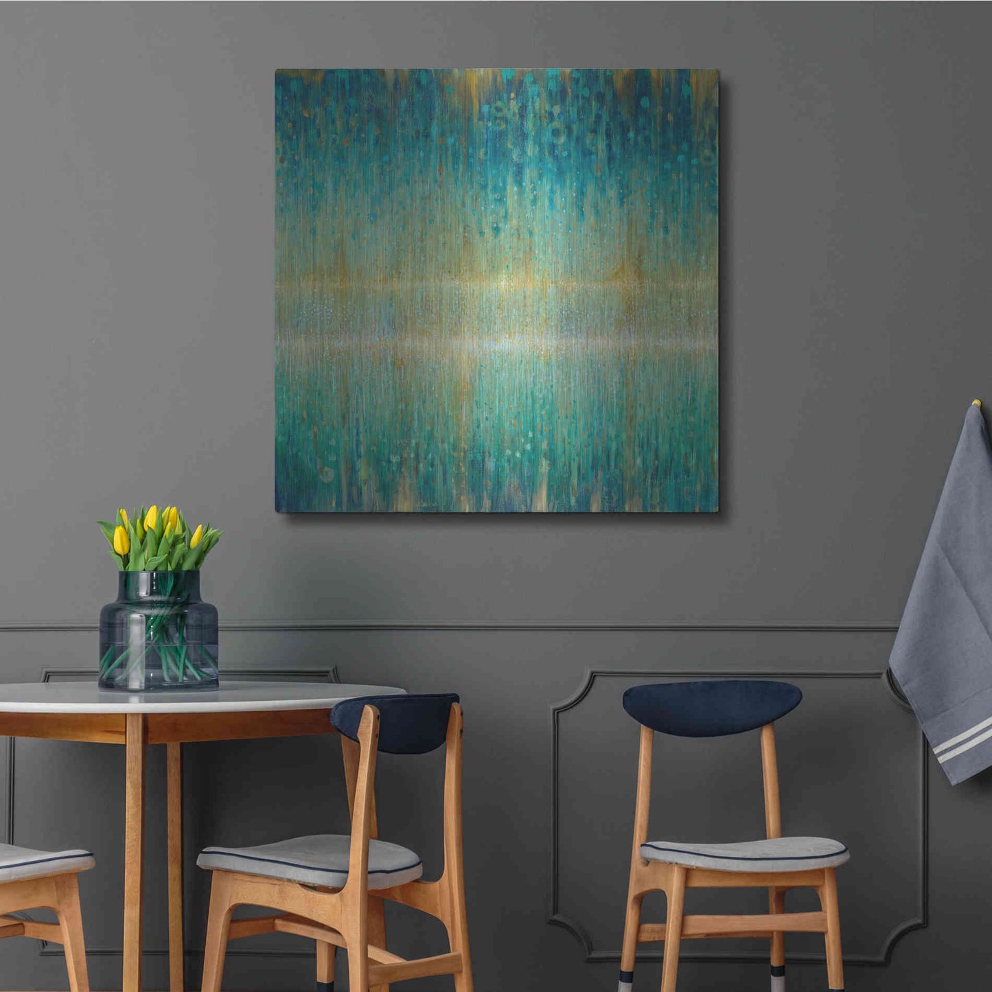 Luxe Metal Art 'Rain Abstract I' by Danhui Nai, Metal Wall Art,36x36