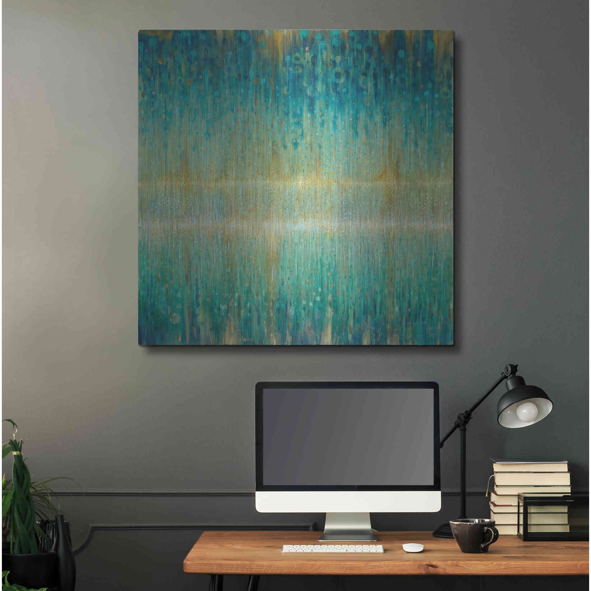 Luxe Metal Art 'Rain Abstract I' by Danhui Nai, Metal Wall Art,36x36