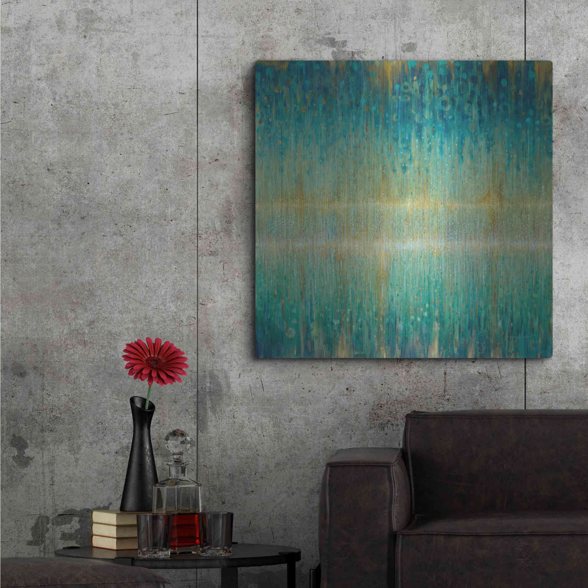 Luxe Metal Art 'Rain Abstract I' by Danhui Nai, Metal Wall Art,36x36