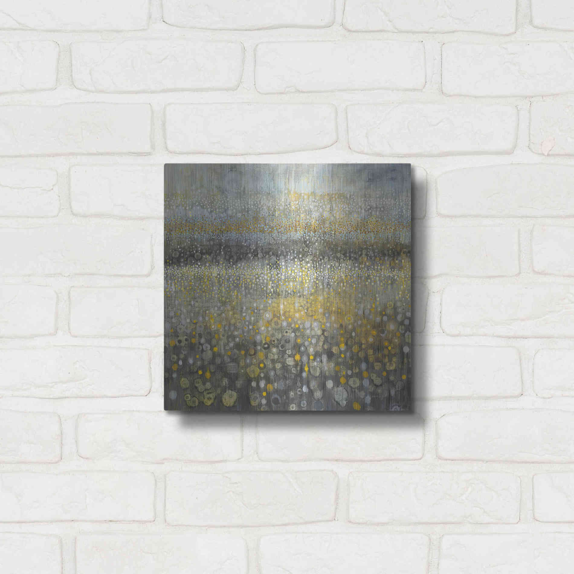Luxe Metal Art 'Rain Abstract II' by Danhui Nai, Metal Wall Art,12x12
