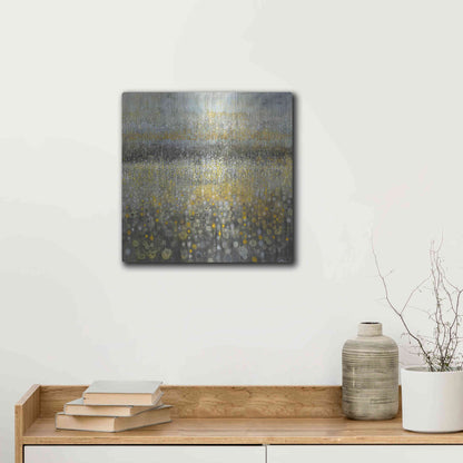 Luxe Metal Art 'Rain Abstract II' by Danhui Nai, Metal Wall Art,12x12