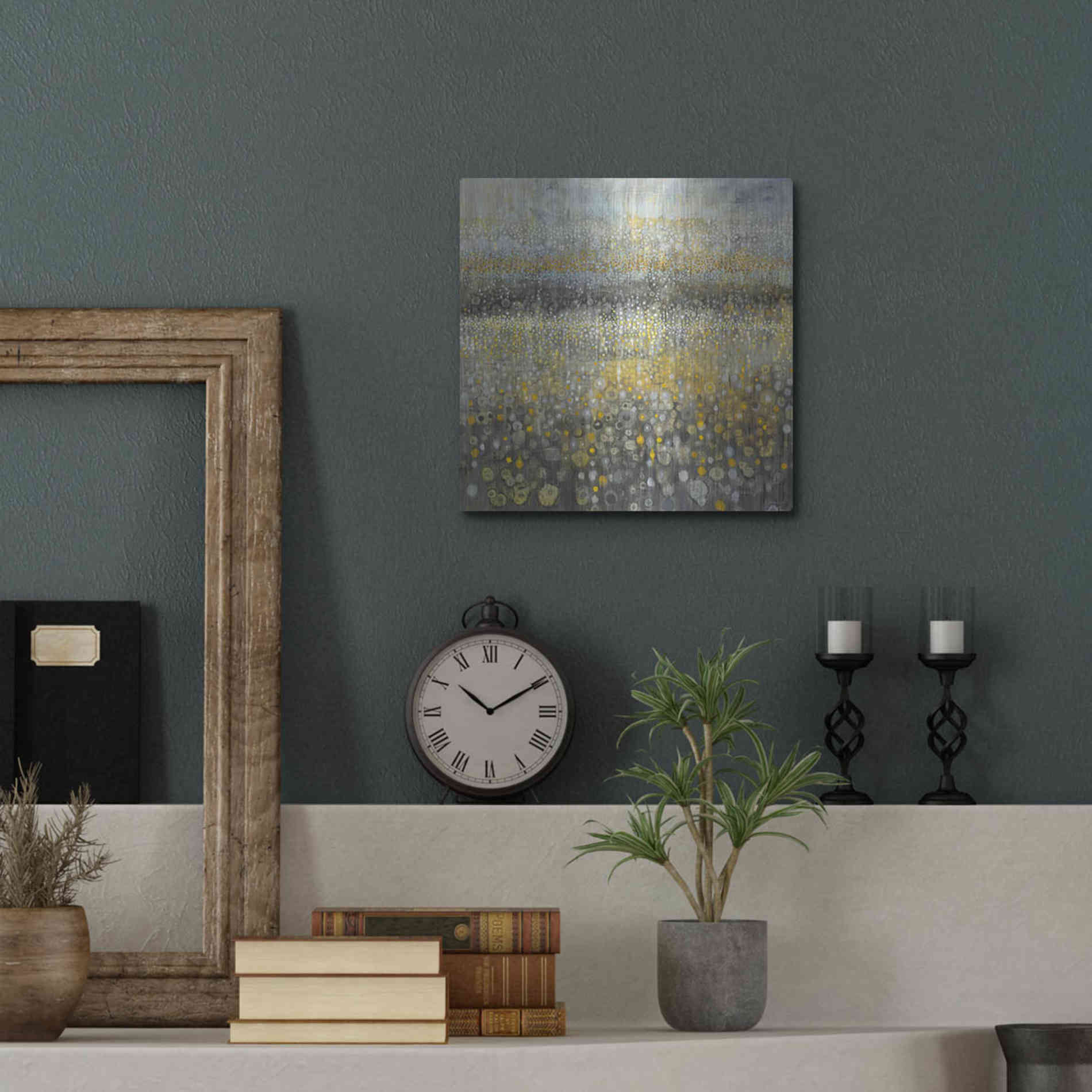 Luxe Metal Art 'Rain Abstract II' by Danhui Nai, Metal Wall Art,12x12