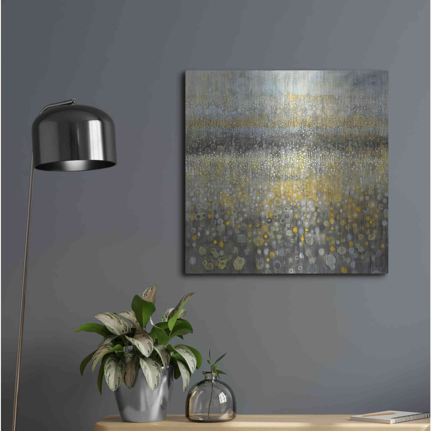Luxe Metal Art 'Rain Abstract II' by Danhui Nai, Metal Wall Art,24x24