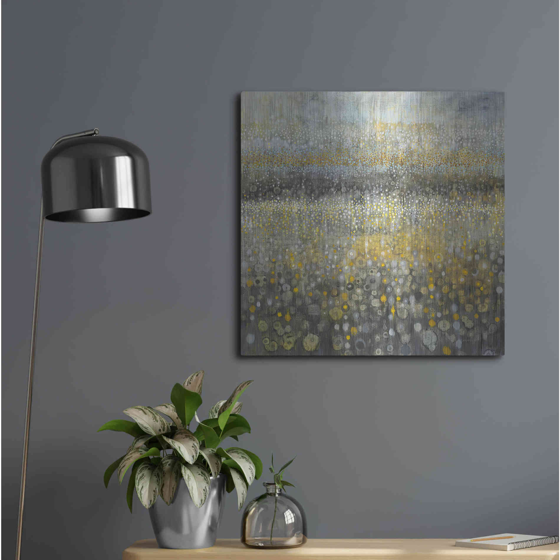 Luxe Metal Art 'Rain Abstract II' by Danhui Nai, Metal Wall Art,24x24