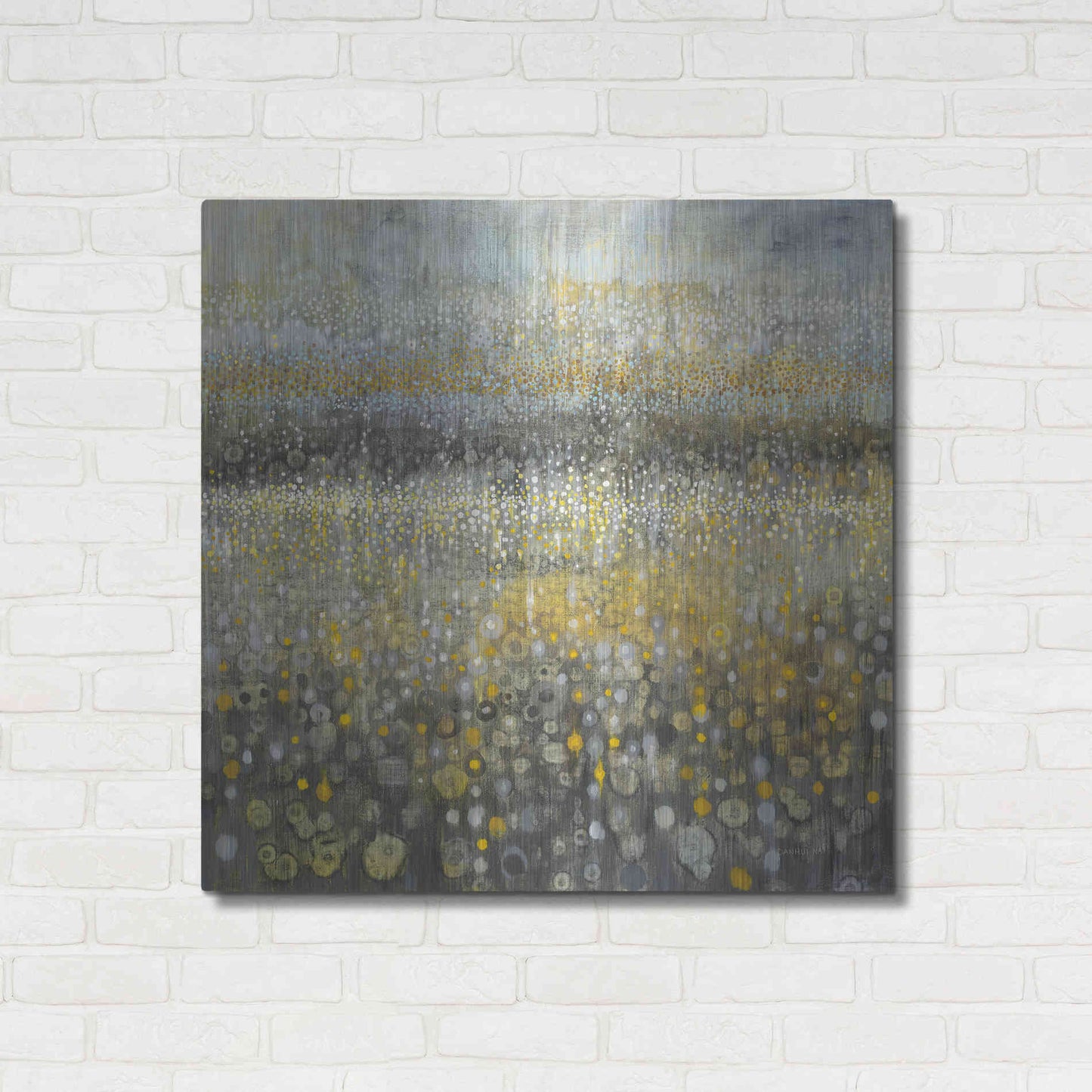 Luxe Metal Art 'Rain Abstract II' by Danhui Nai, Metal Wall Art,36x36