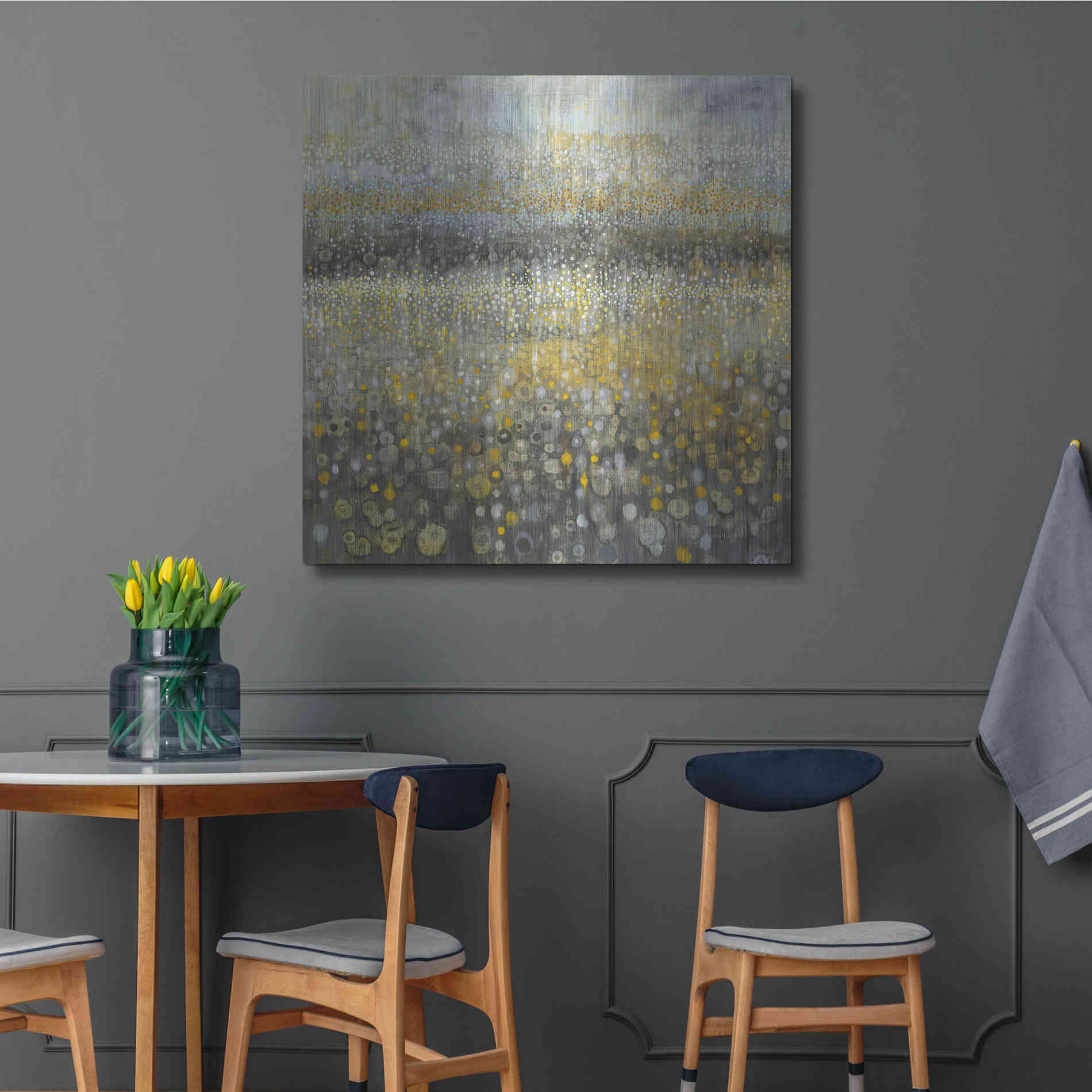 Luxe Metal Art 'Rain Abstract II' by Danhui Nai, Metal Wall Art,36x36