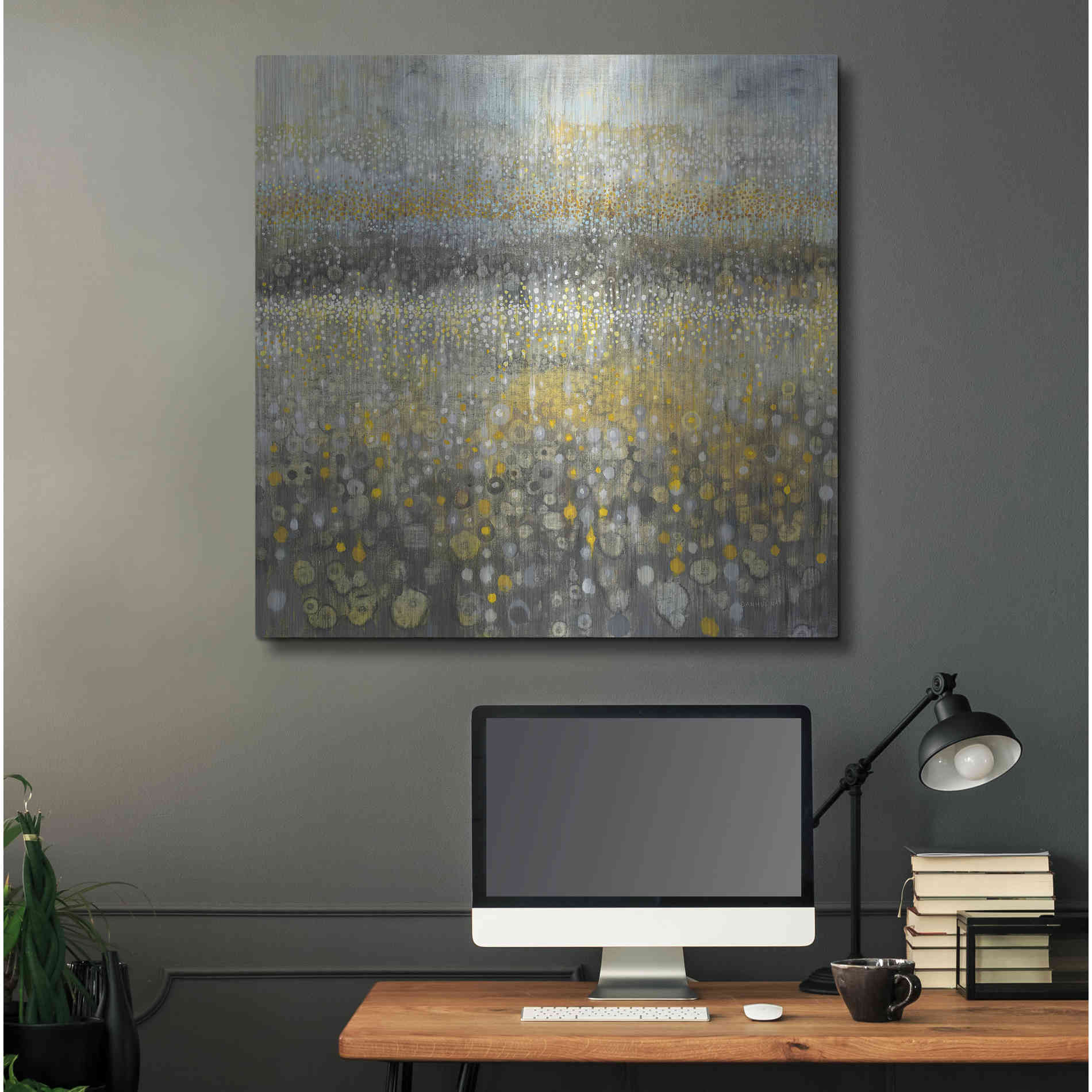 Luxe Metal Art 'Rain Abstract II' by Danhui Nai, Metal Wall Art,36x36