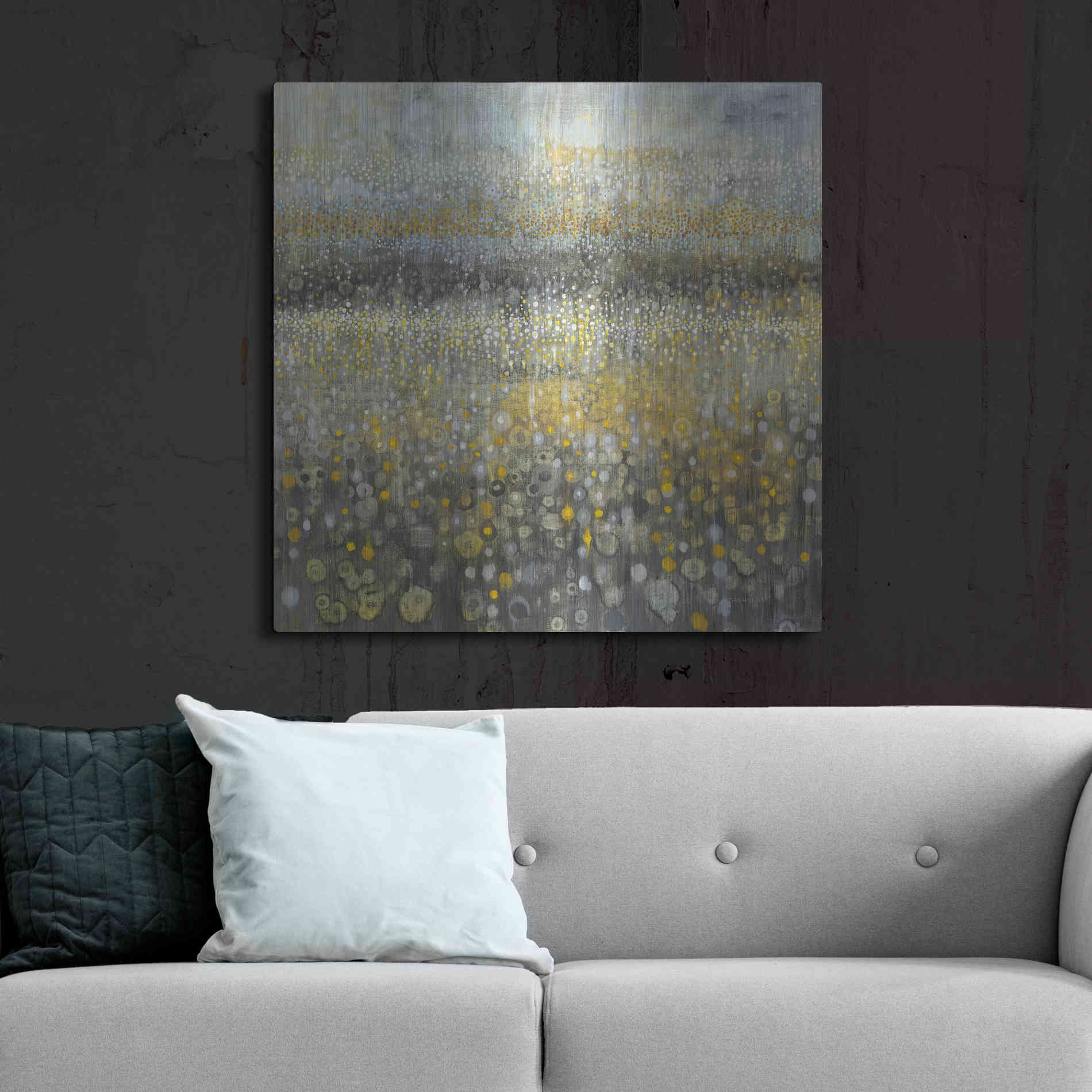Luxe Metal Art 'Rain Abstract II' by Danhui Nai, Metal Wall Art,36x36