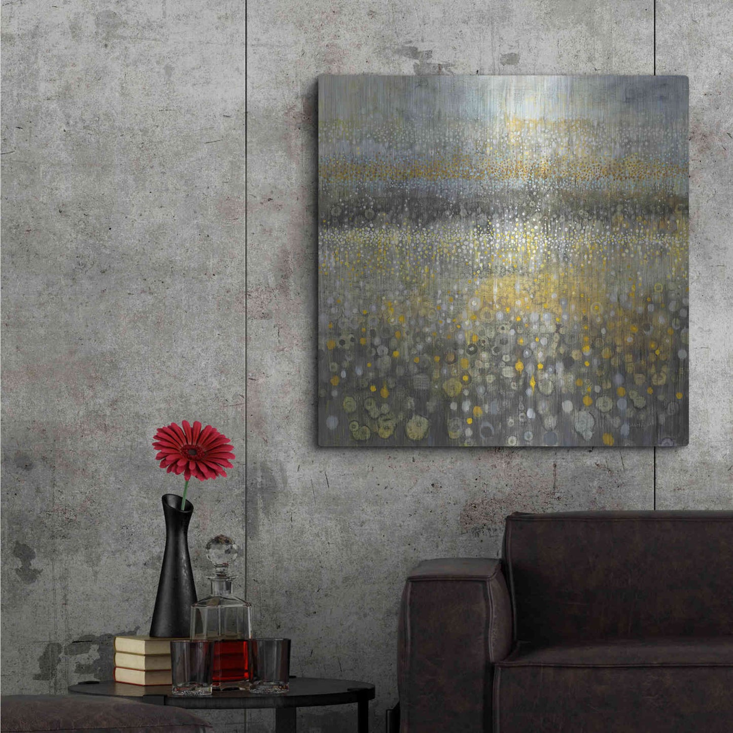 Luxe Metal Art 'Rain Abstract II' by Danhui Nai, Metal Wall Art,36x36