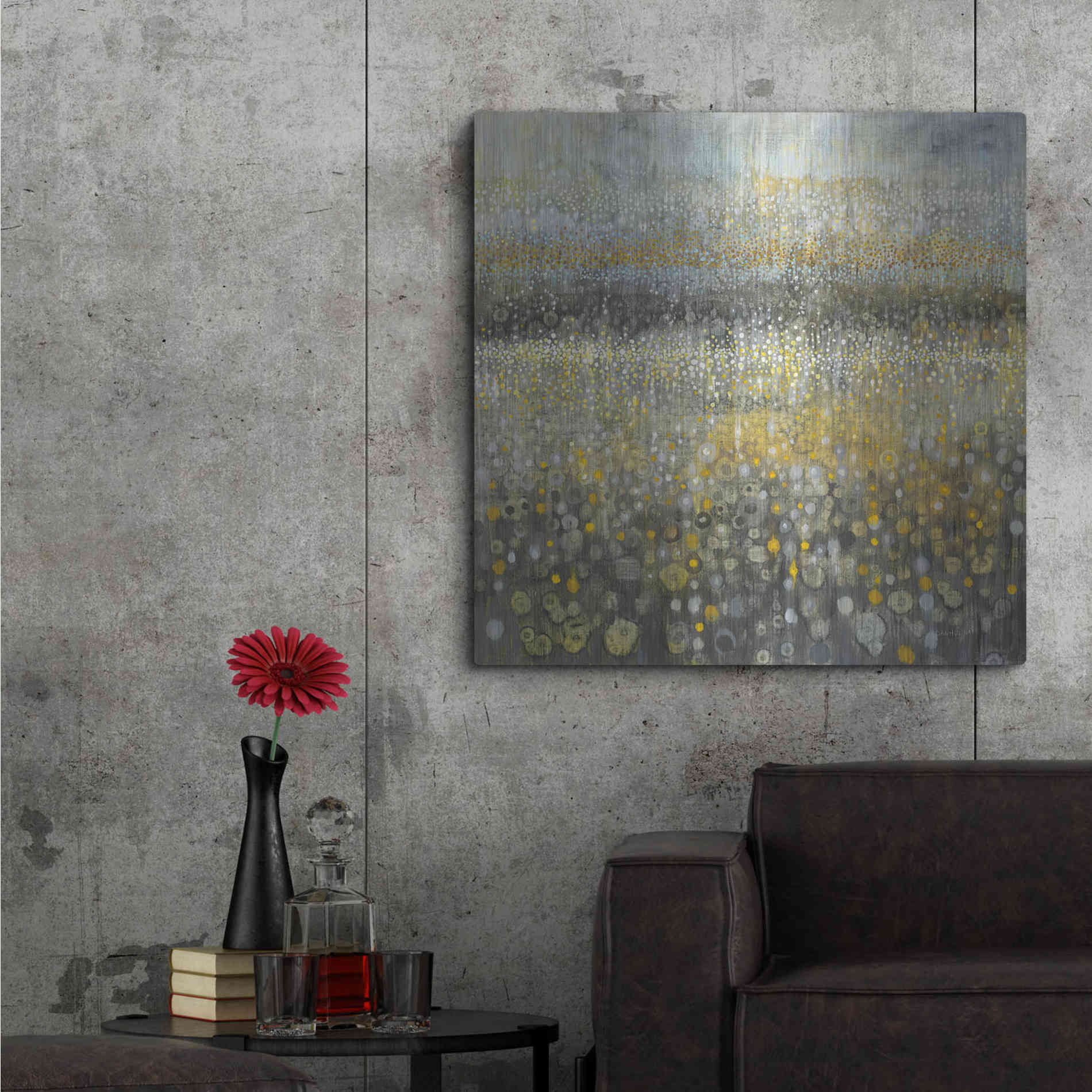 Luxe Metal Art 'Rain Abstract II' by Danhui Nai, Metal Wall Art,36x36