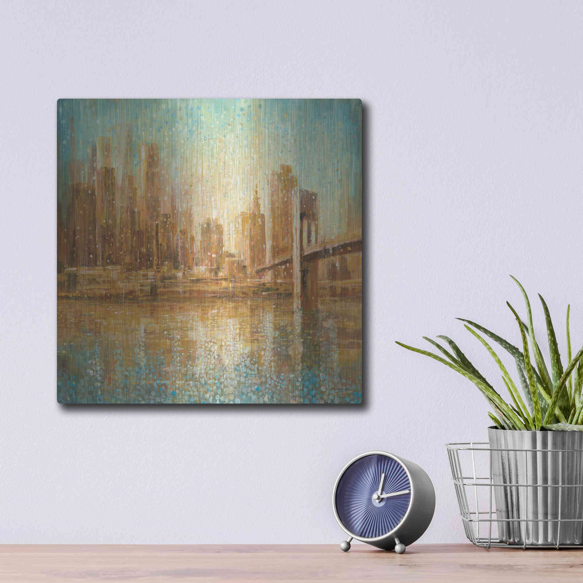 Luxe Metal Art 'Champagne City' by Danhui Nai, Metal Wall Art,12x12