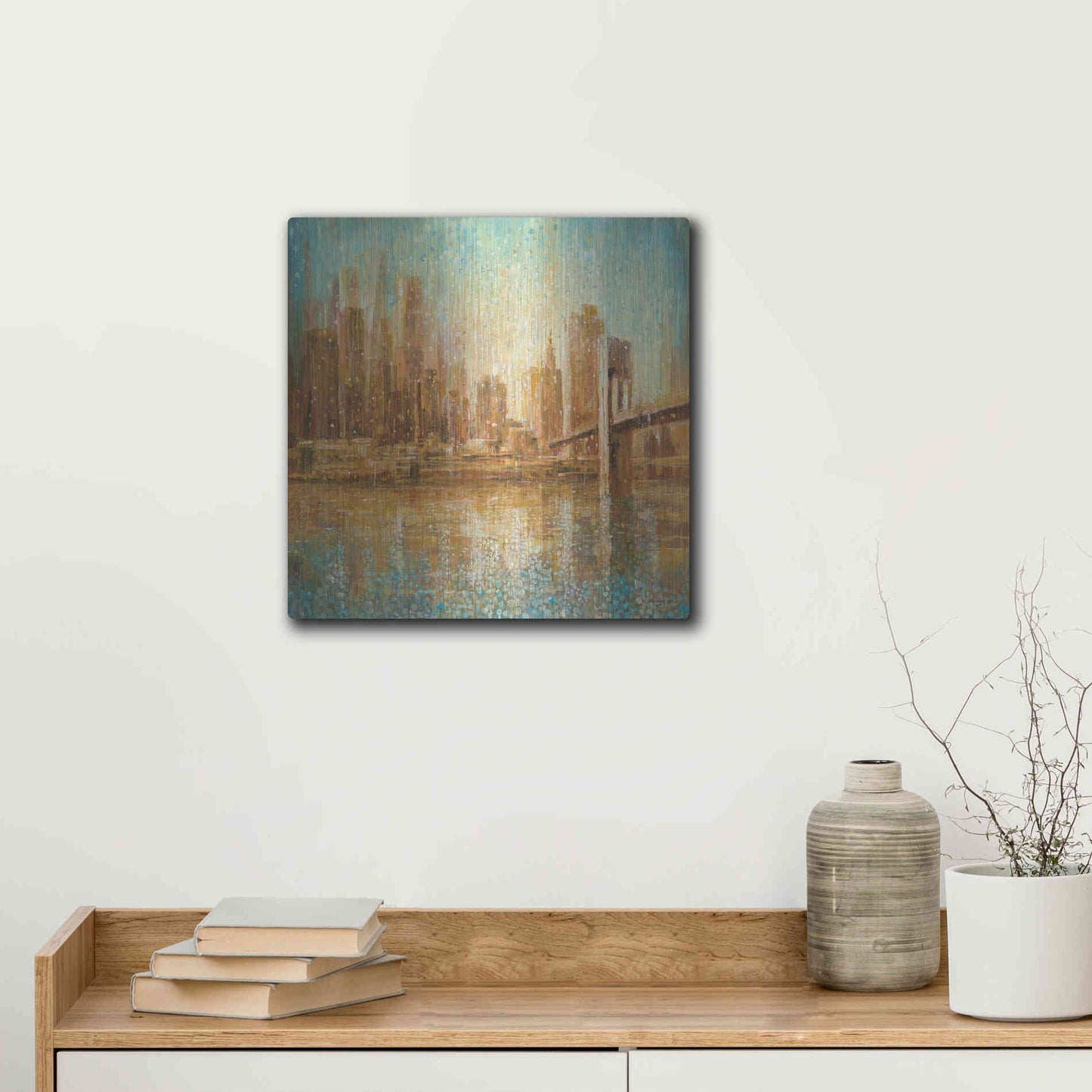 Luxe Metal Art 'Champagne City' by Danhui Nai, Metal Wall Art,12x12