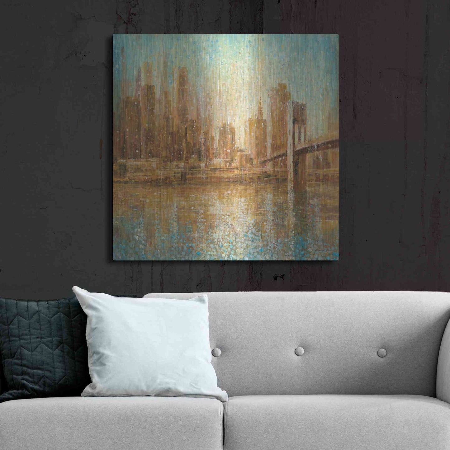 Luxe Metal Art 'Champagne City' by Danhui Nai, Metal Wall Art,36x36