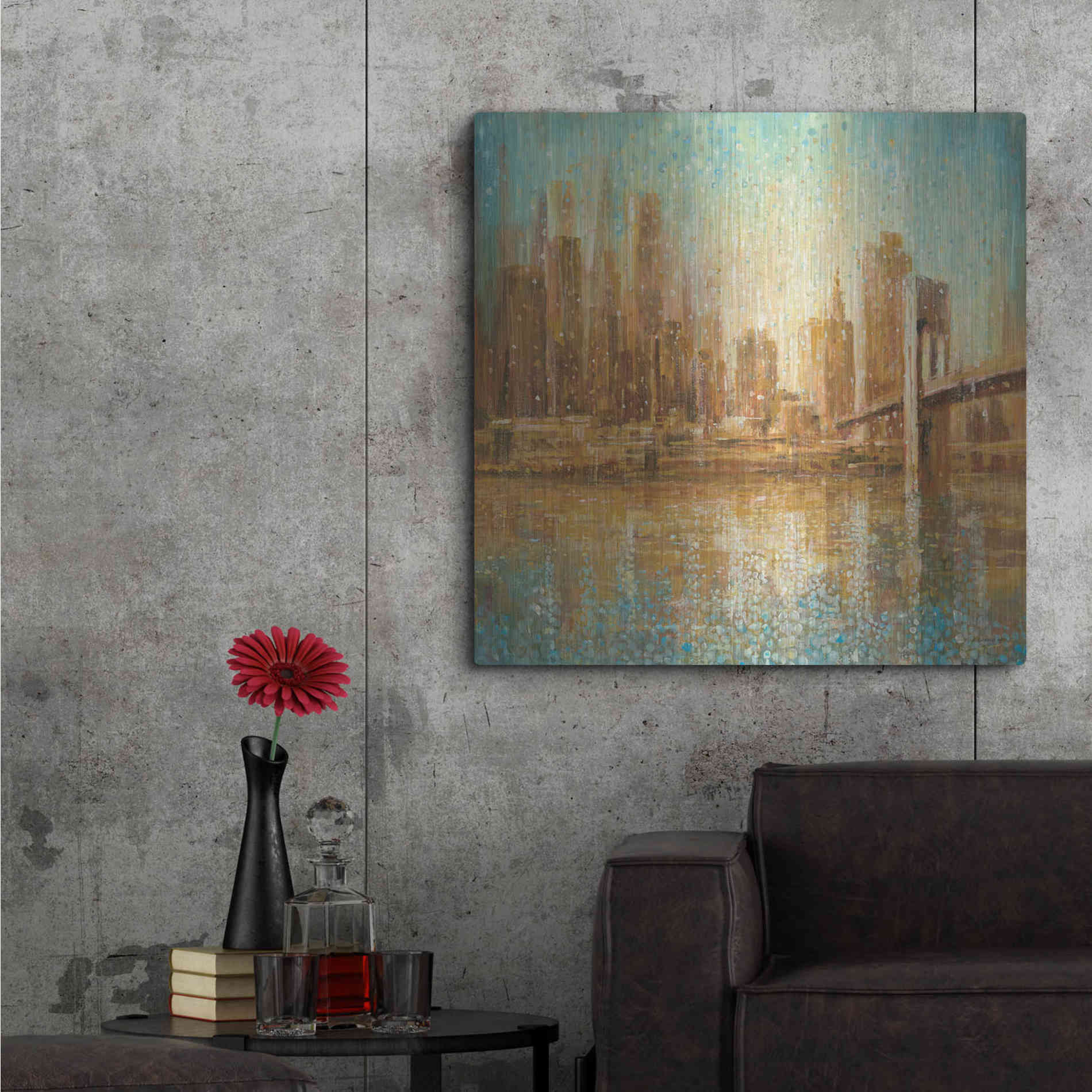 Luxe Metal Art 'Champagne City' by Danhui Nai, Metal Wall Art,36x36