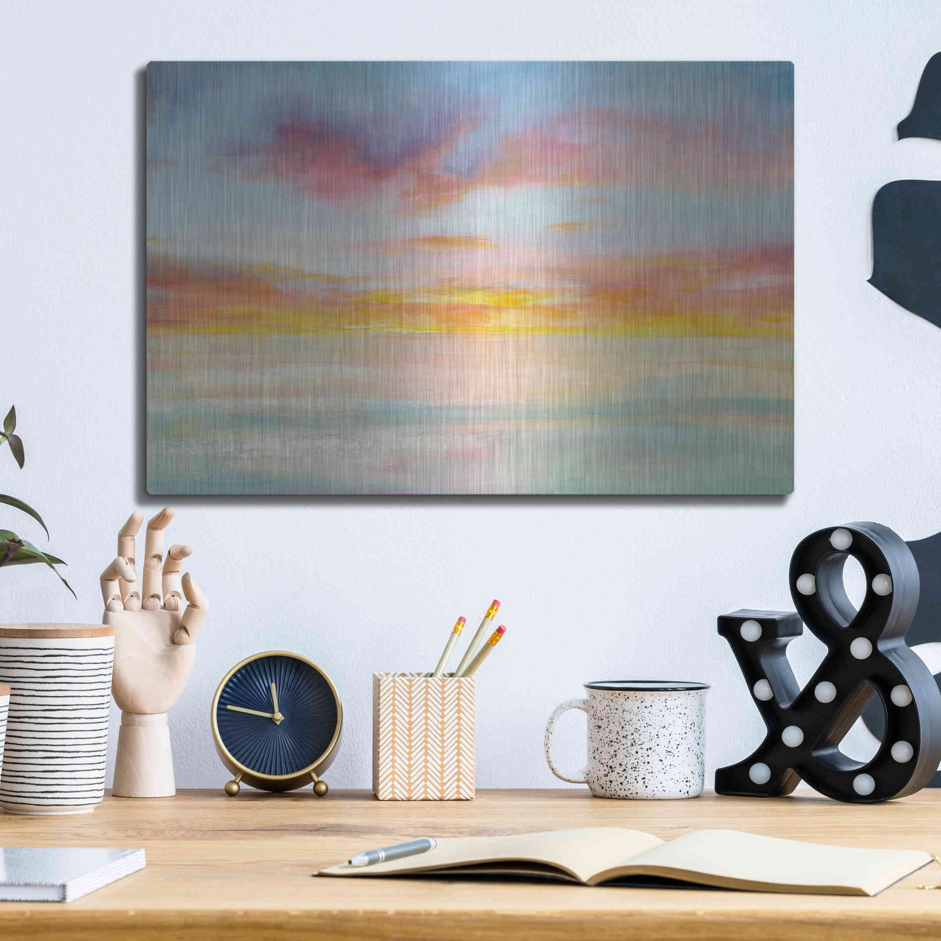 Luxe Metal Art 'Pastel Sky' by Danhui Nai, Metal Wall Art,16x12