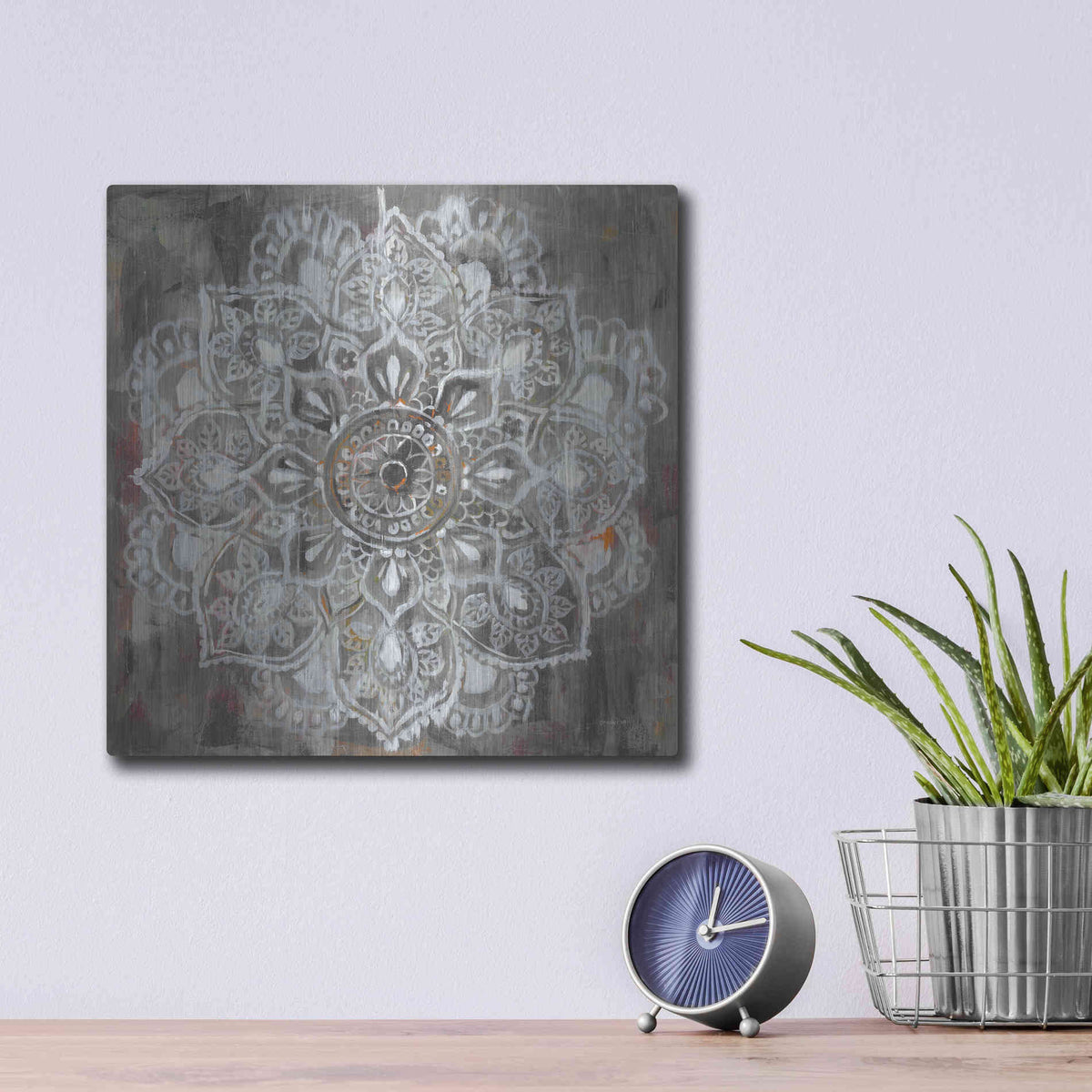 Luxe Metal Art 'Mandala In Neutral II' by Danhui Nai, Metal Wall Art,12x12